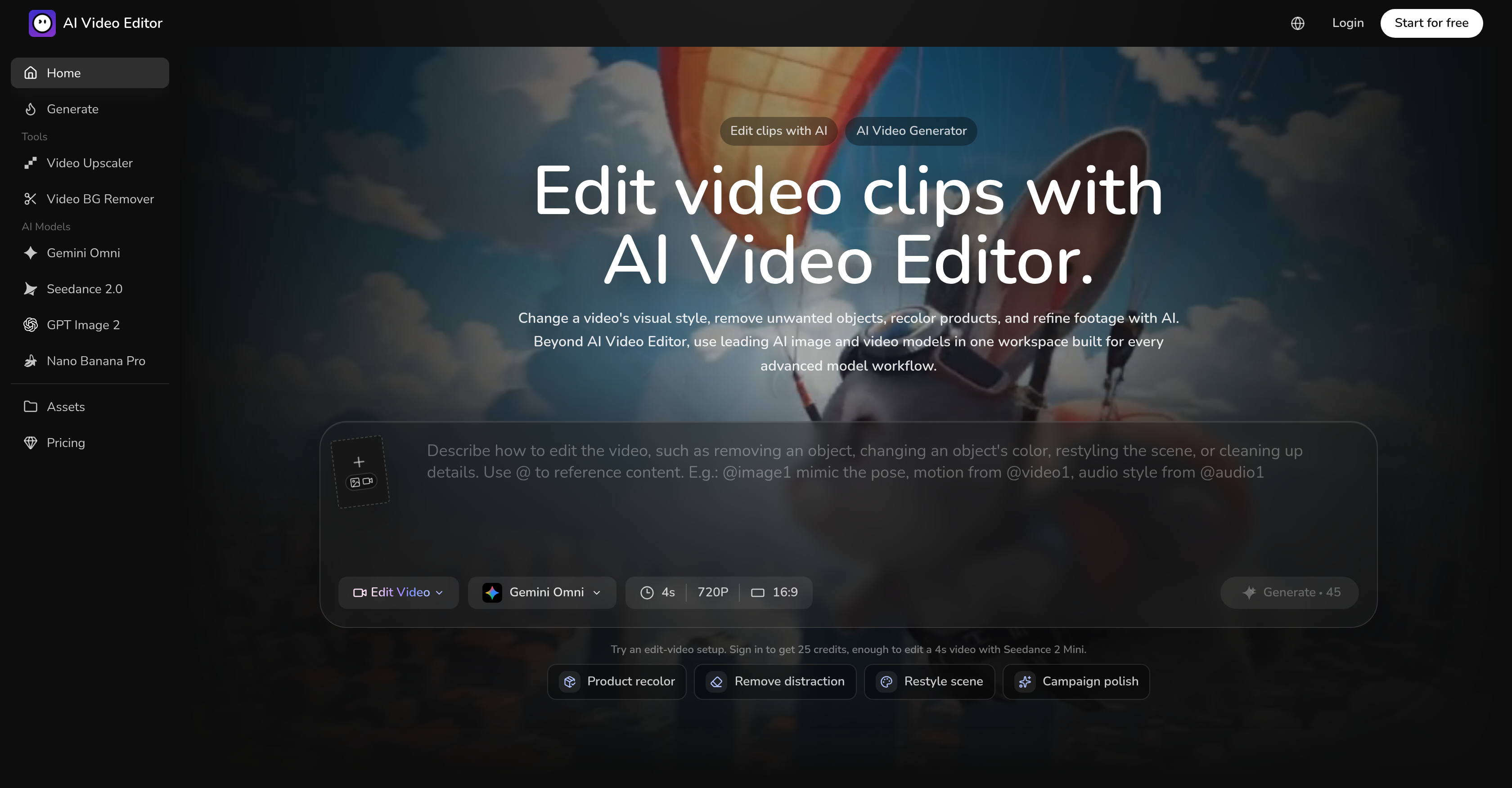 AI Video Editor - Screenshot showing the interface and features of this AI tool