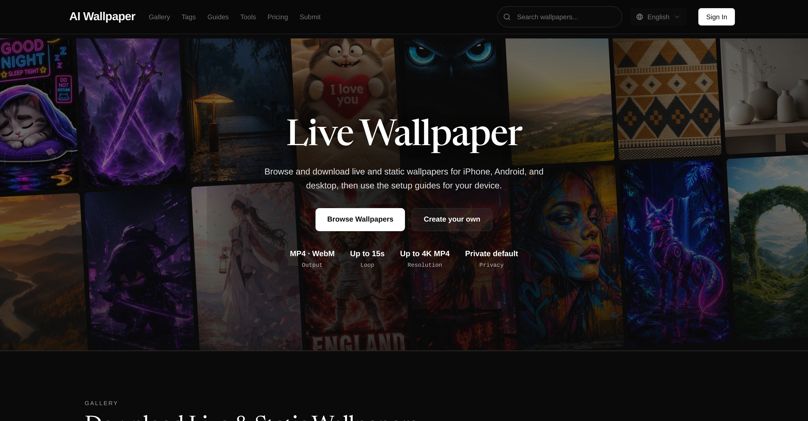 AI Wallpaper - Screenshot showing the interface and features of this AI tool