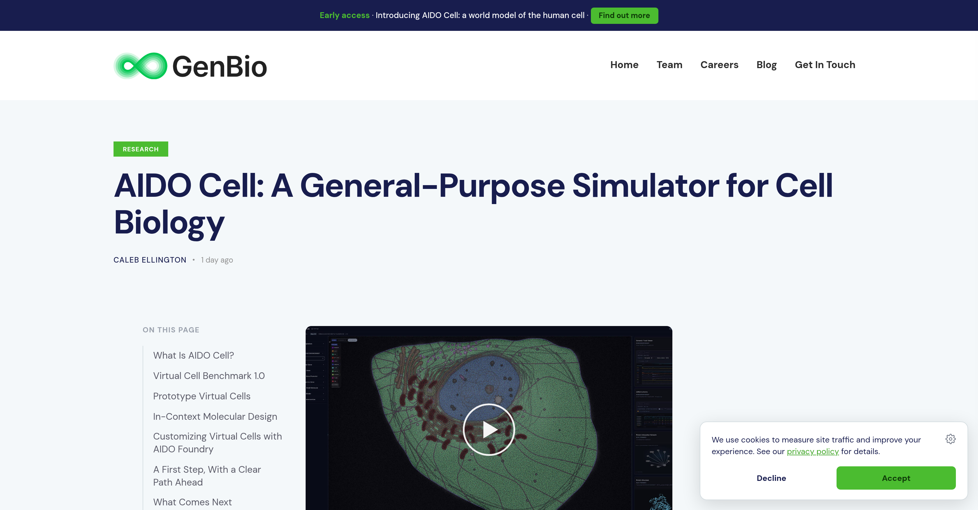 AIDO Cell Simulator by GenBio - Screenshot showing the interface and features of this AI tool