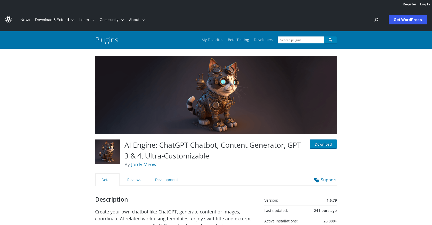 AIEngine Plugin - Screenshot showing the interface and features of this AI tool