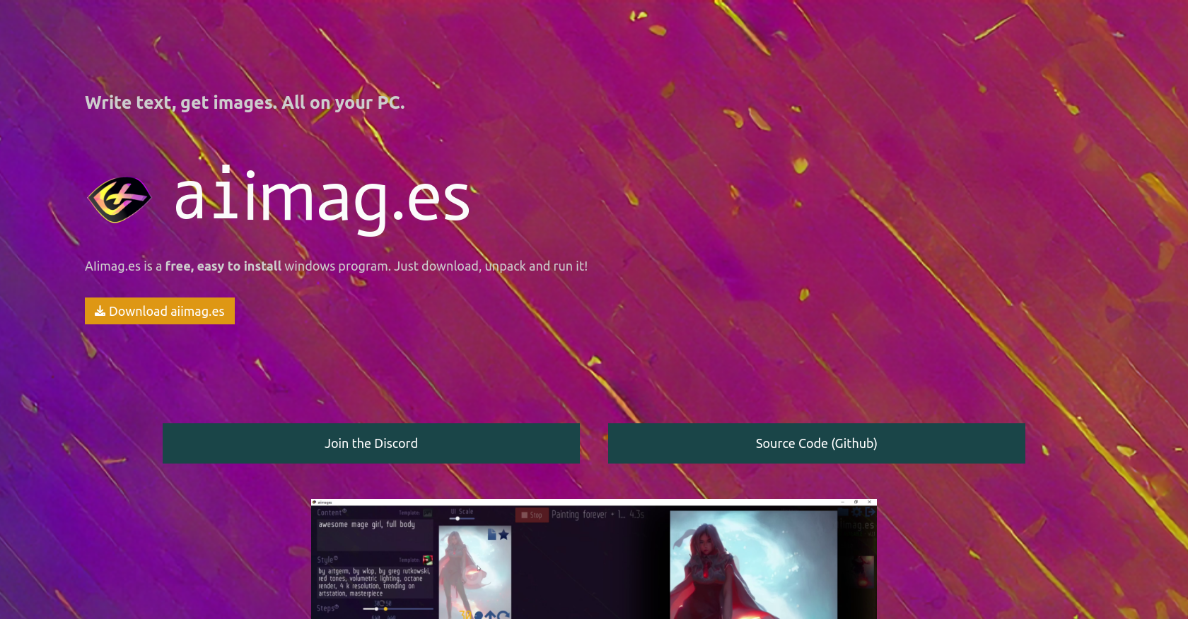 AIimages - Screenshot showing the interface and features of this AI tool