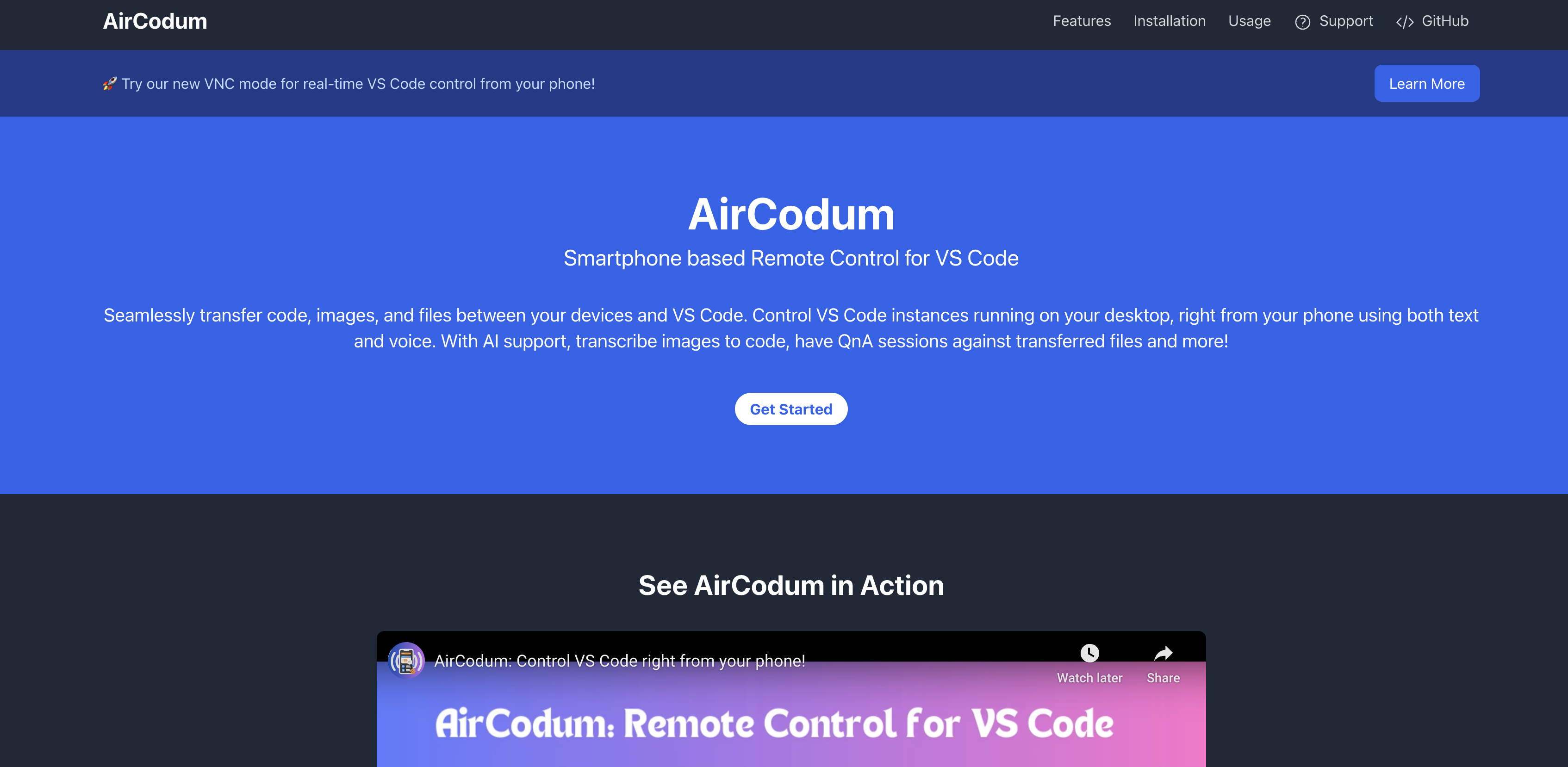 AirCodum - Screenshot showing the interface and features of this AI tool