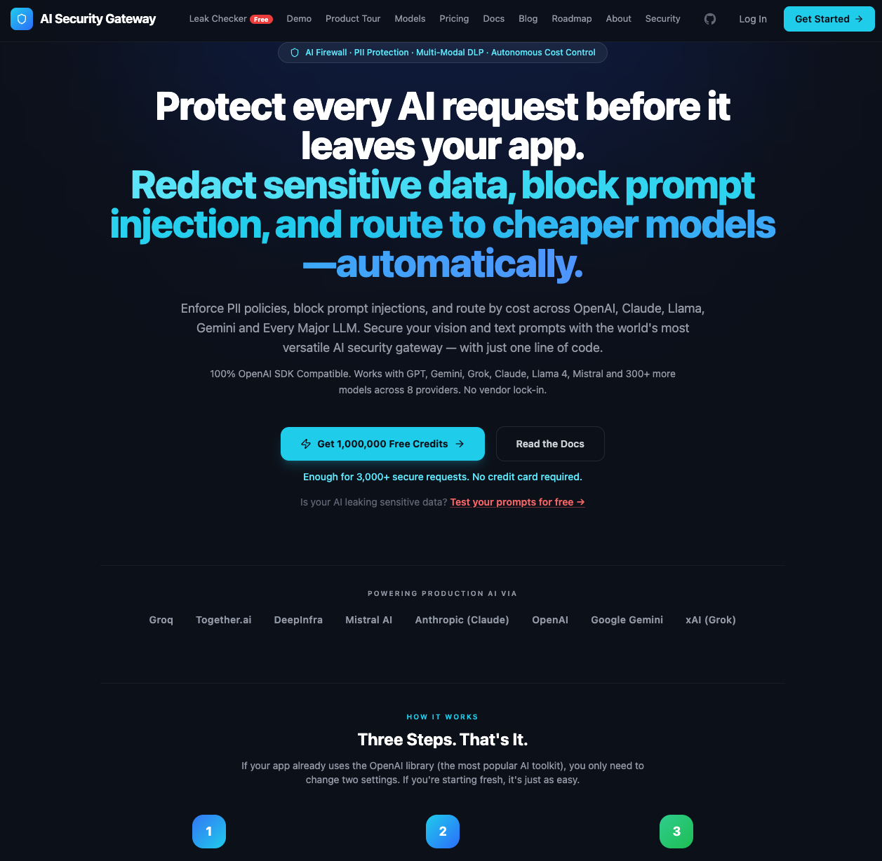 AI Security Gateway - Screenshot showing the interface and features of this AI tool
