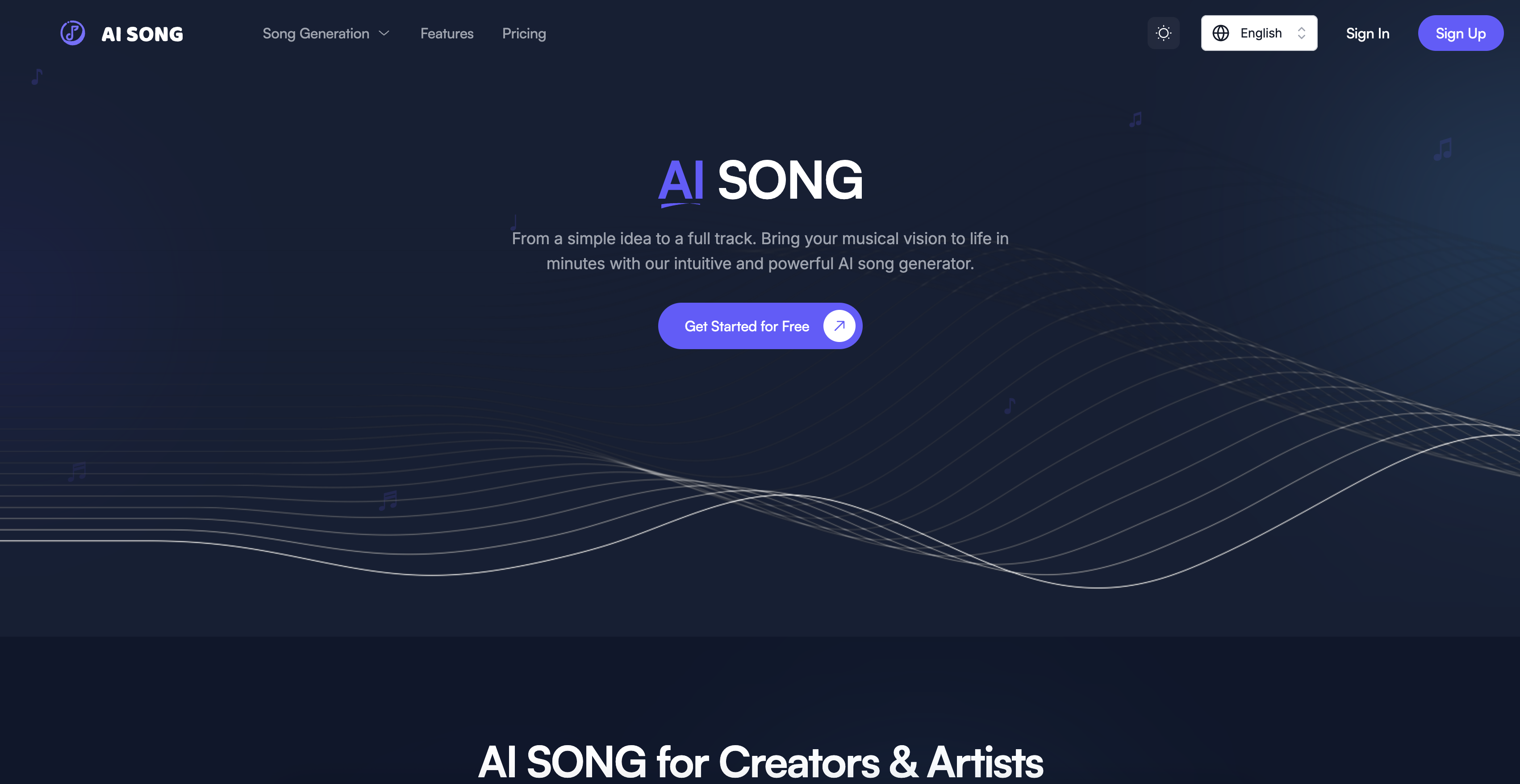 AISong.tech - Screenshot showing the interface and features of this AI tool