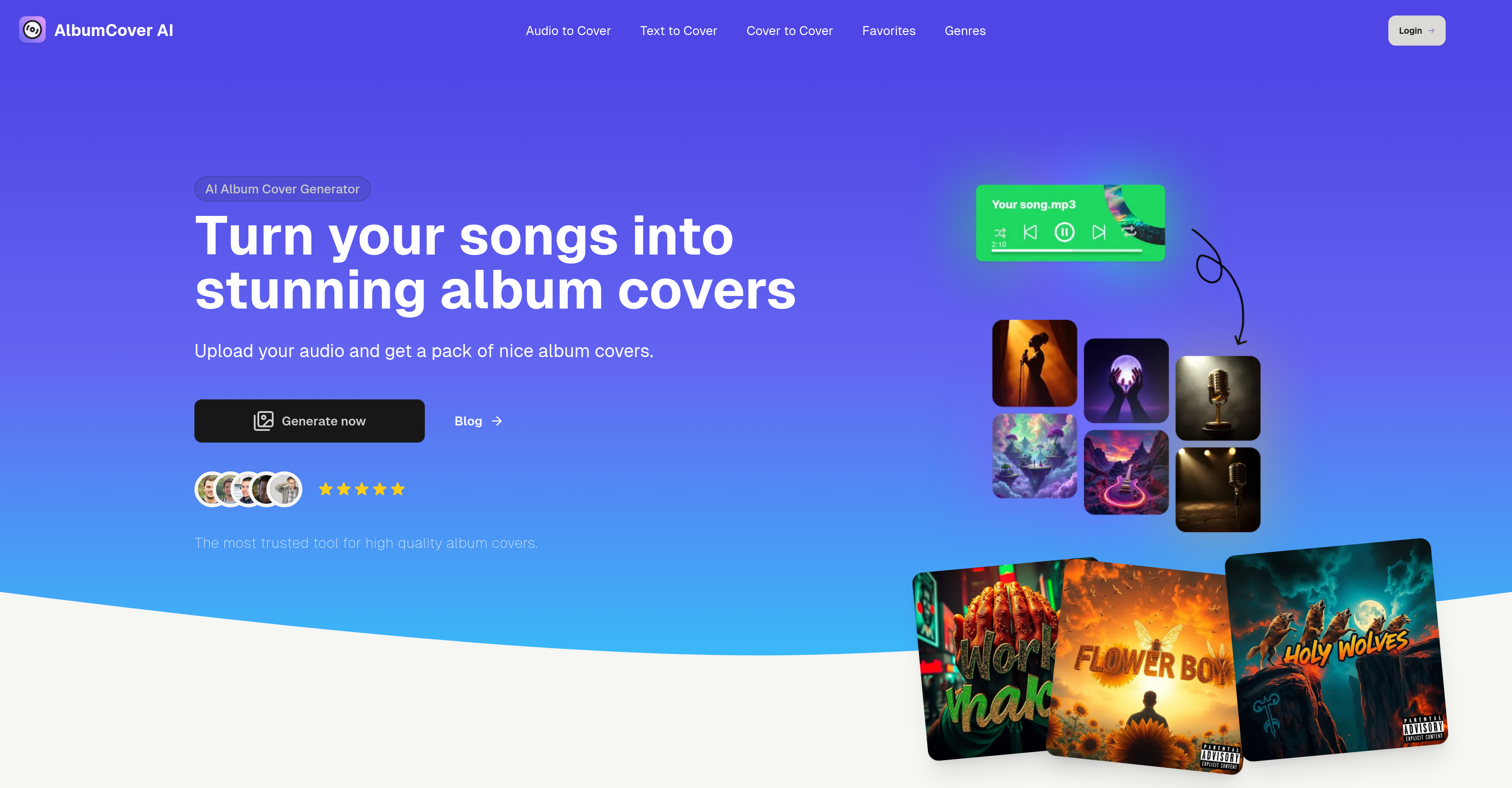 Album Cover AI - Screenshot showing the interface and features of this AI tool