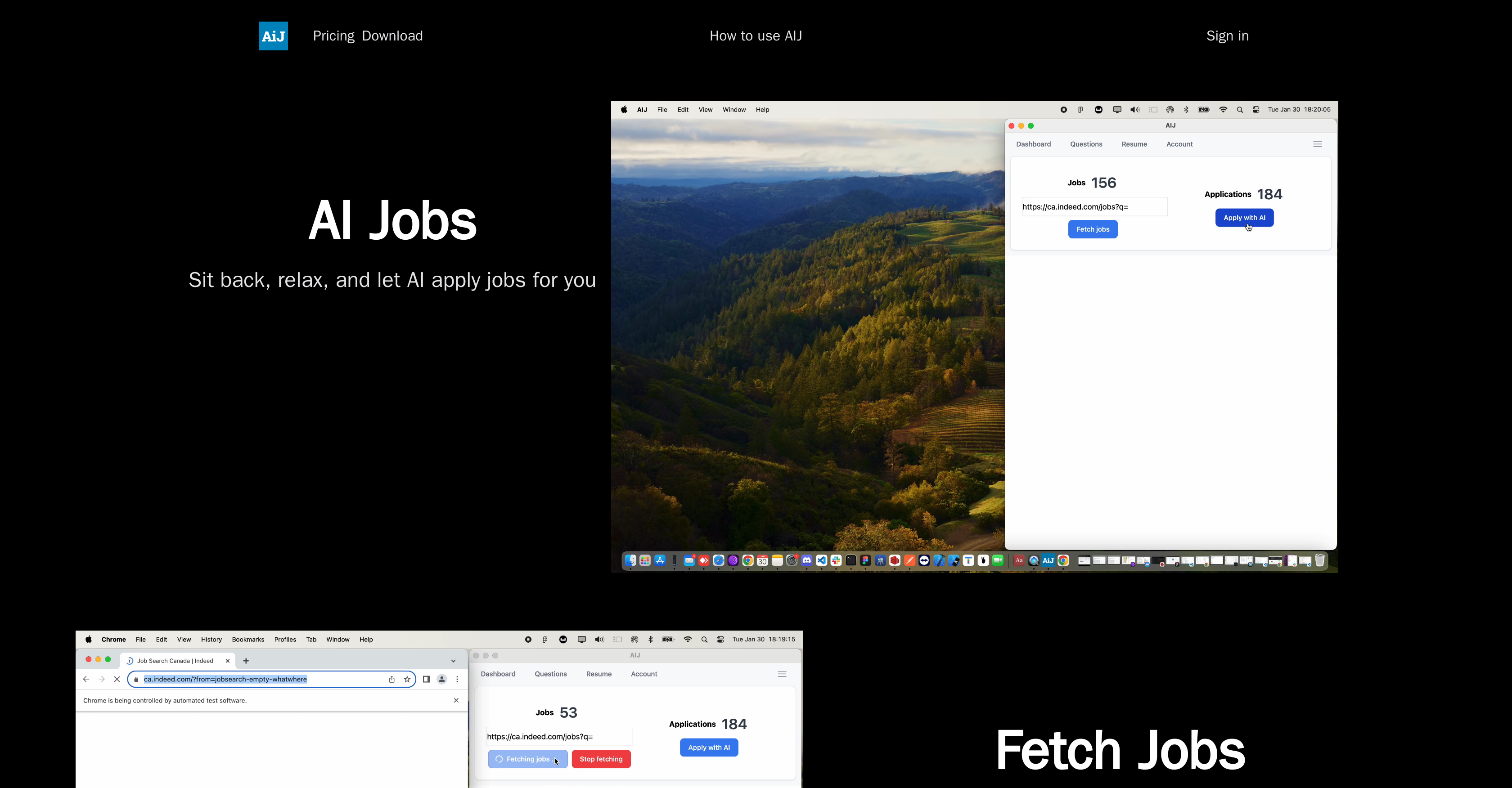 AlgoJobs - Screenshot showing the interface and features of this AI tool