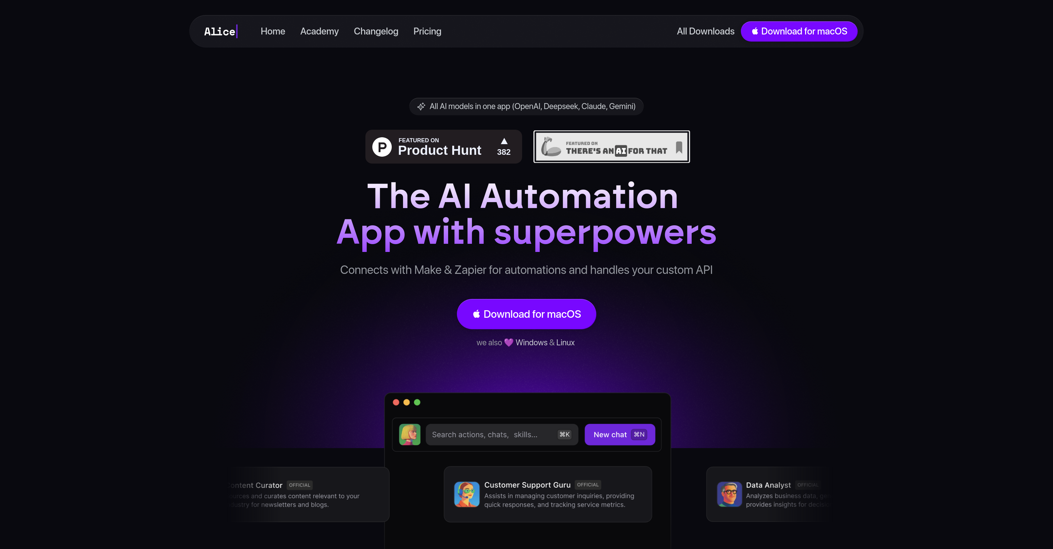 Alice - AI Automation Appv4 - Screenshot showing the interface and features of this AI tool