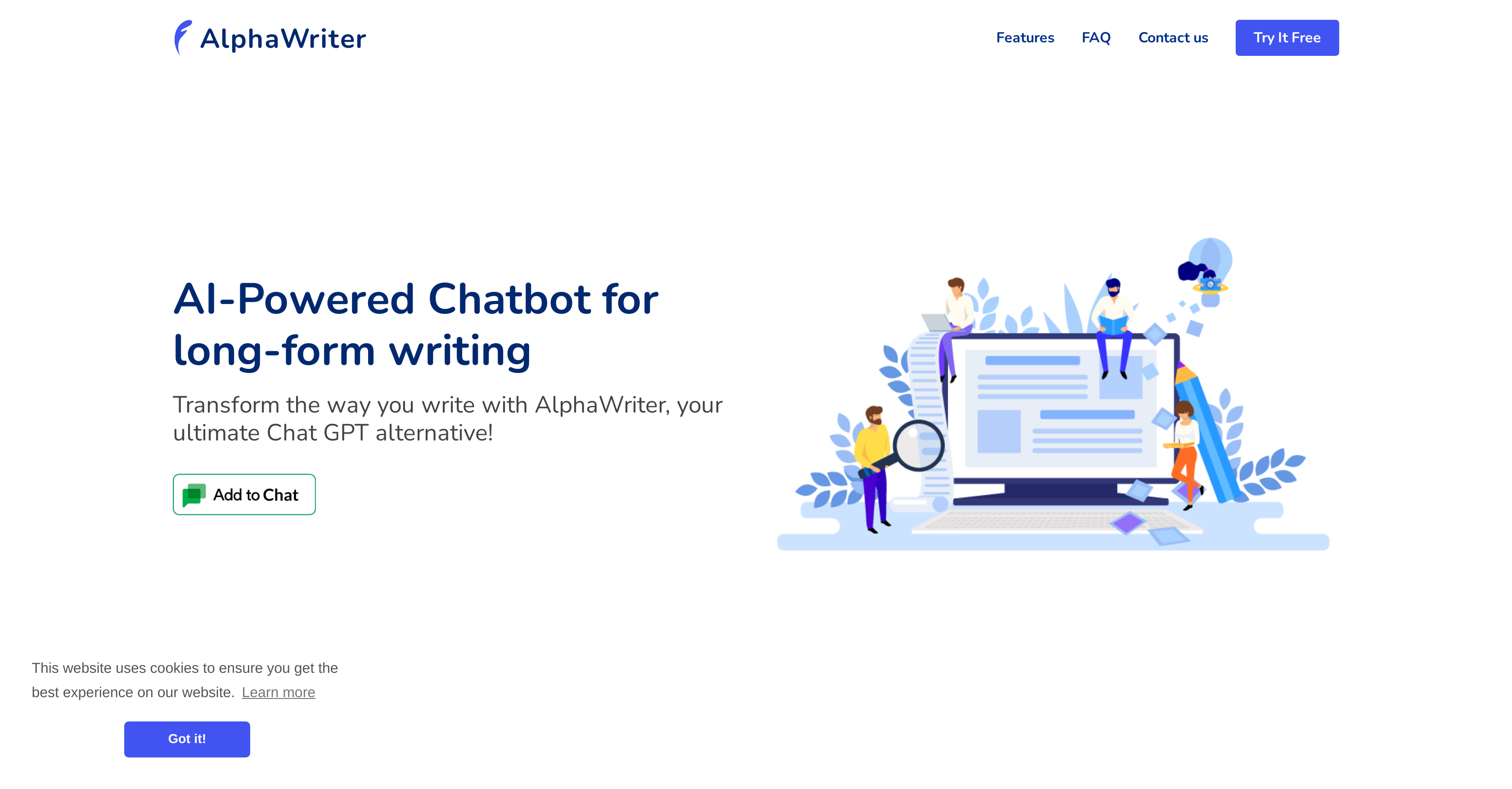 AlphaWriter - Screenshot showing the interface and features of this AI tool