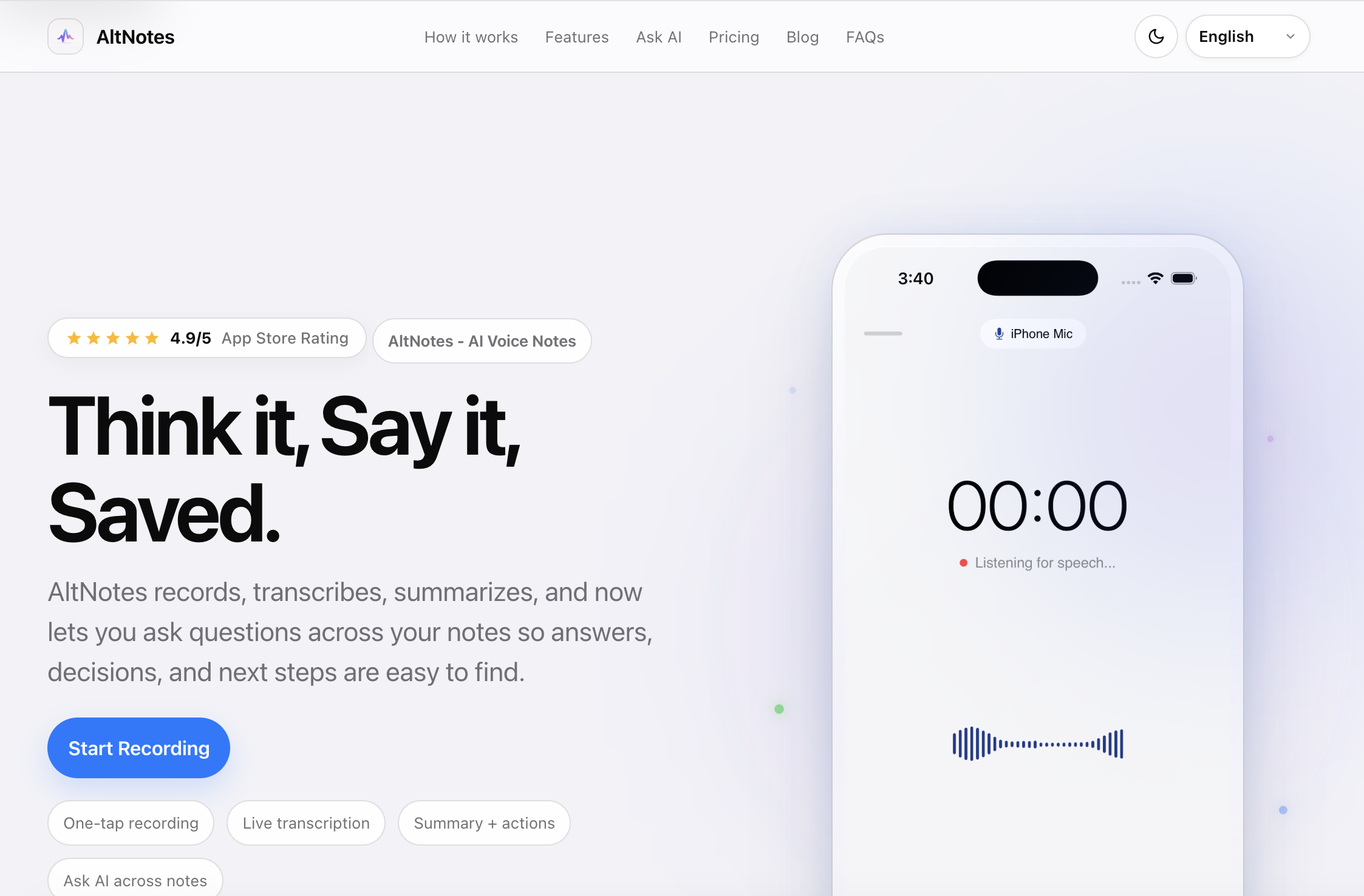 AltNotes - Screenshot showing the interface and features of this AI tool