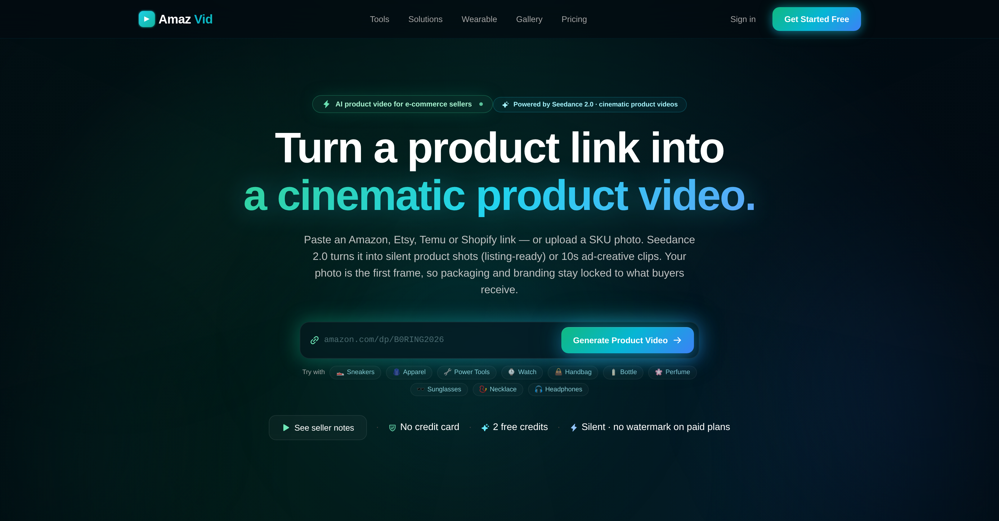 AmazVid - Screenshot showing the interface and features of this AI tool