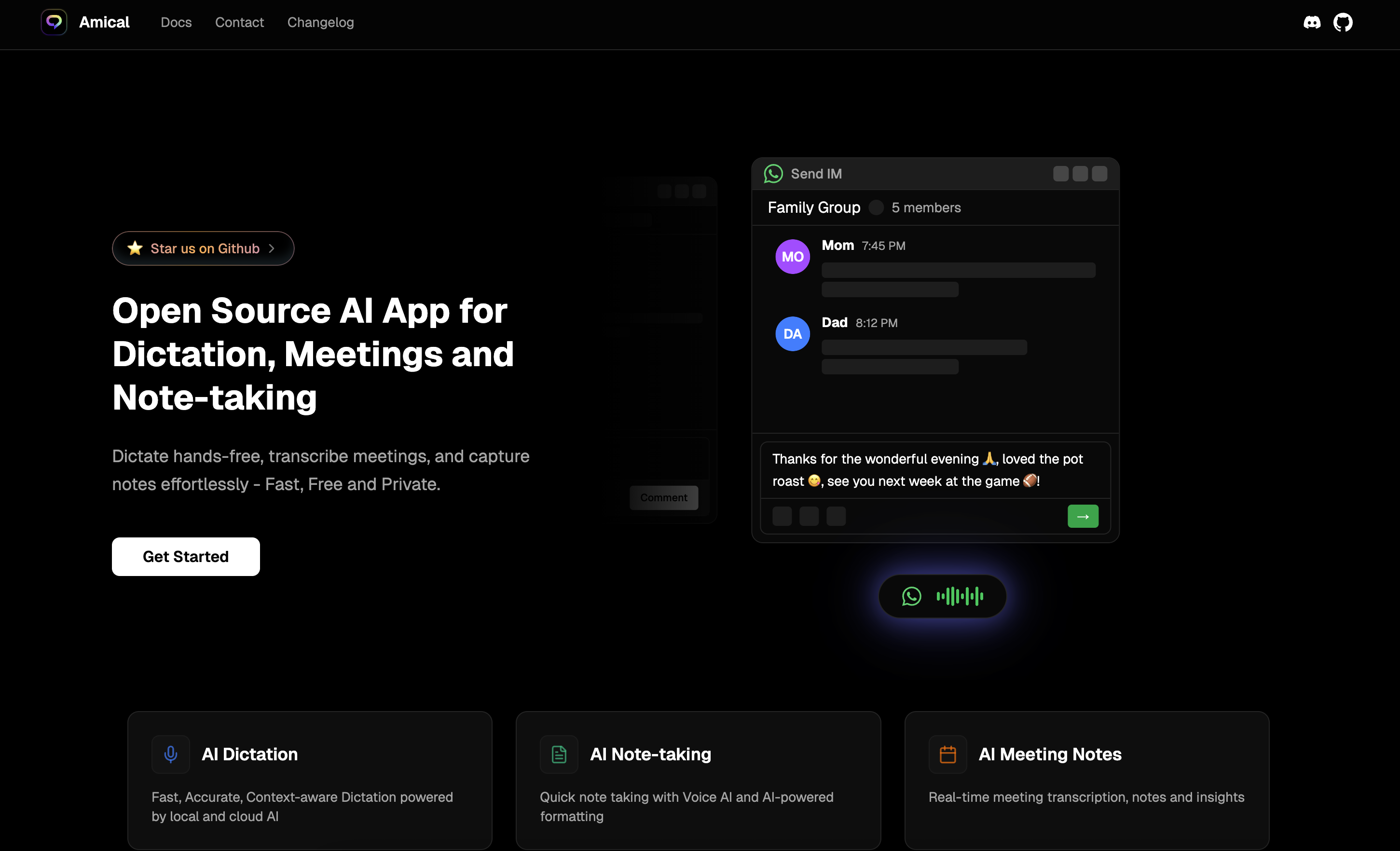 Amical - Screenshot showing the interface and features of this AI tool