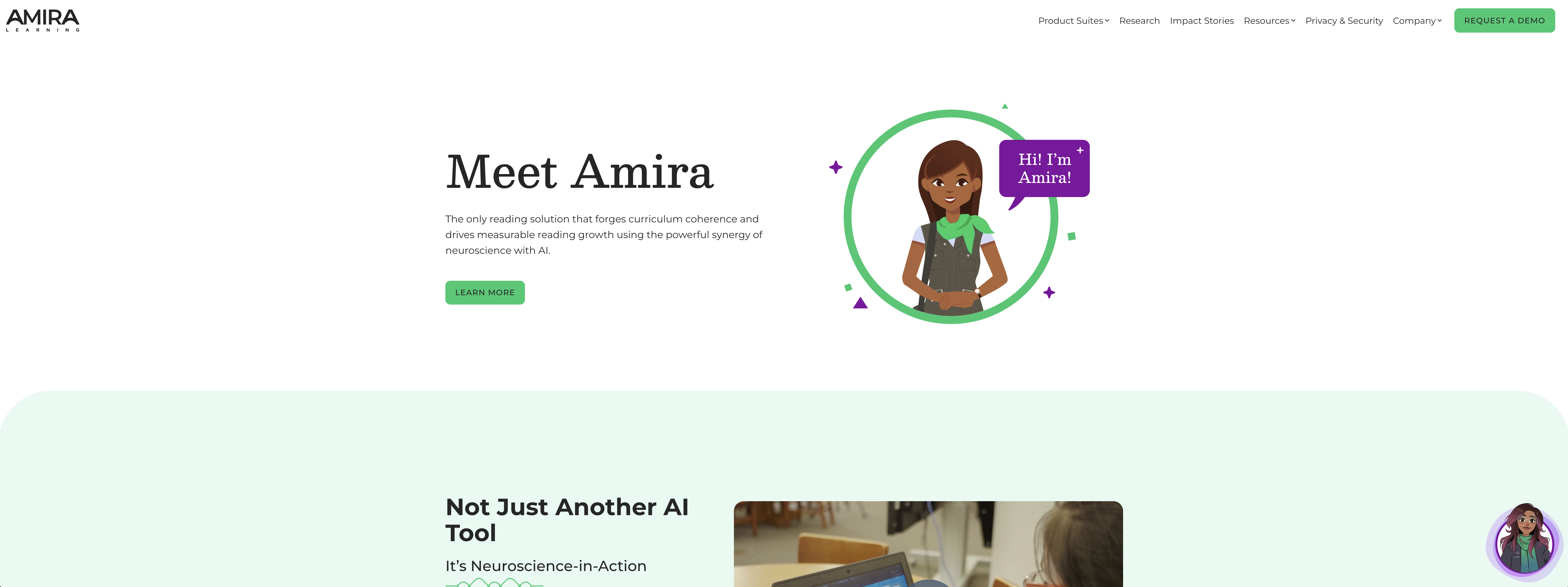 Amira - Screenshot showing the interface and features of this AI tool