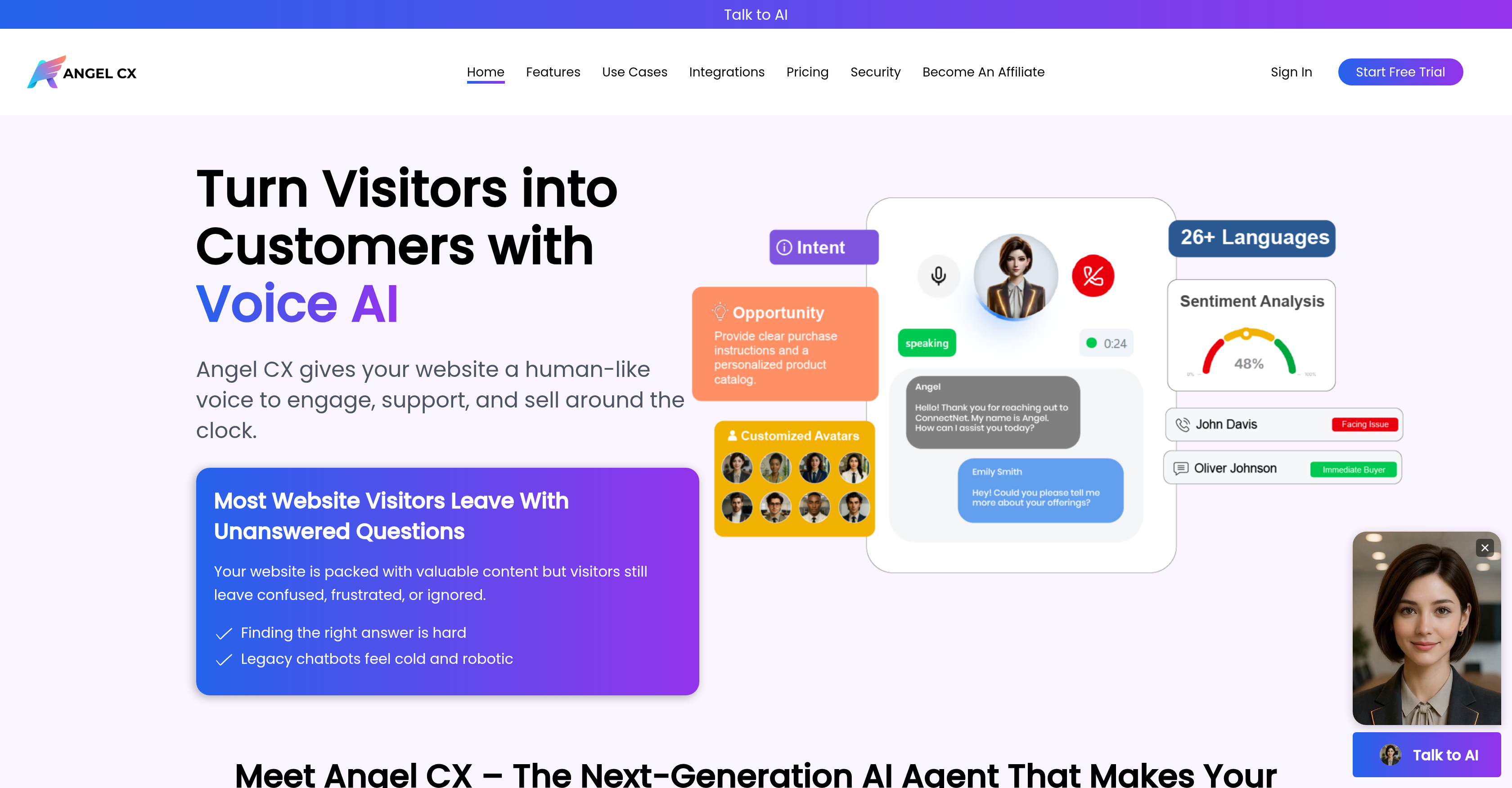Angel CX - Screenshot showing the interface and features of this AI tool