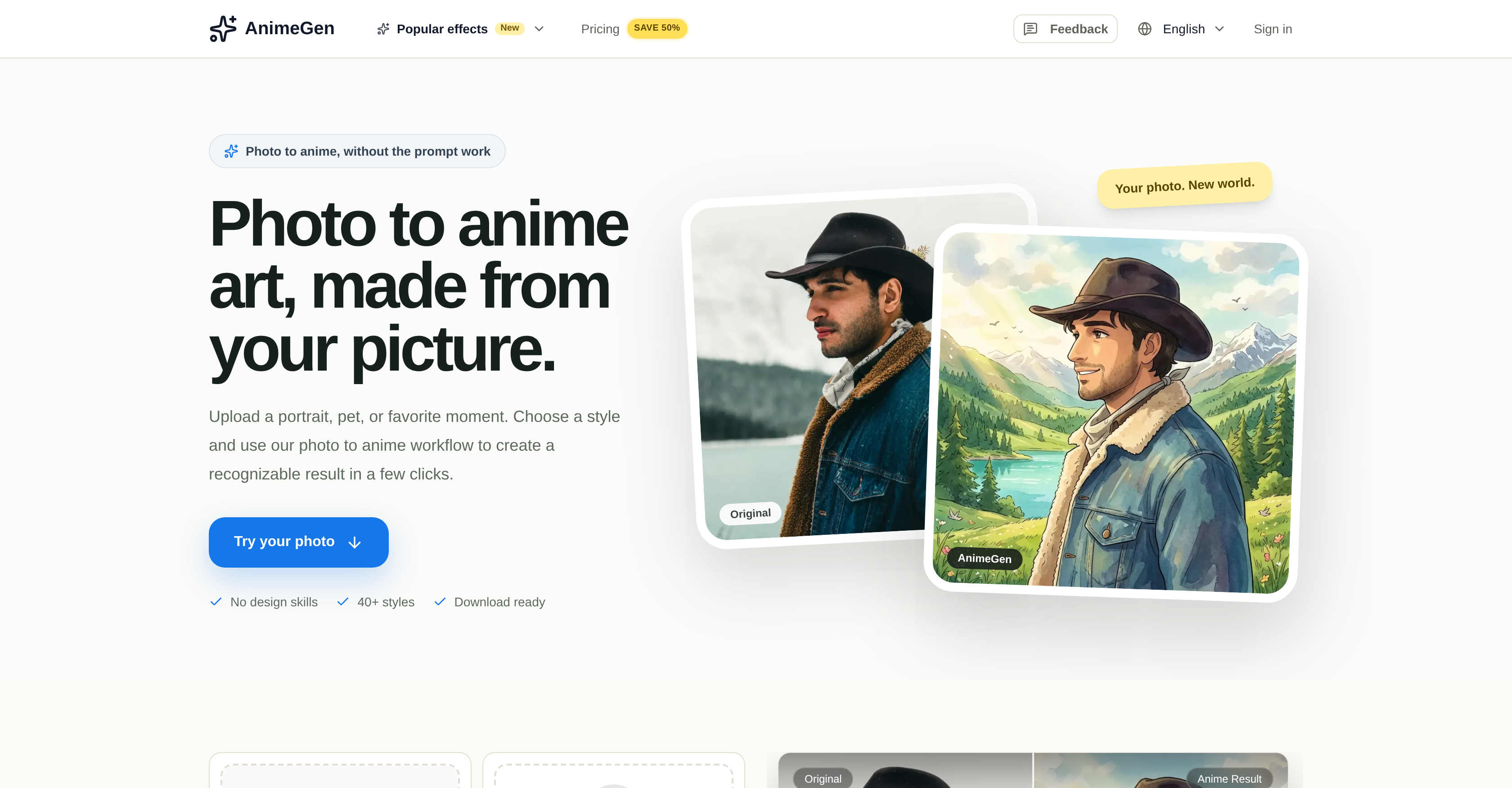 AnimeGen - Screenshot showing the interface and features of this AI tool
