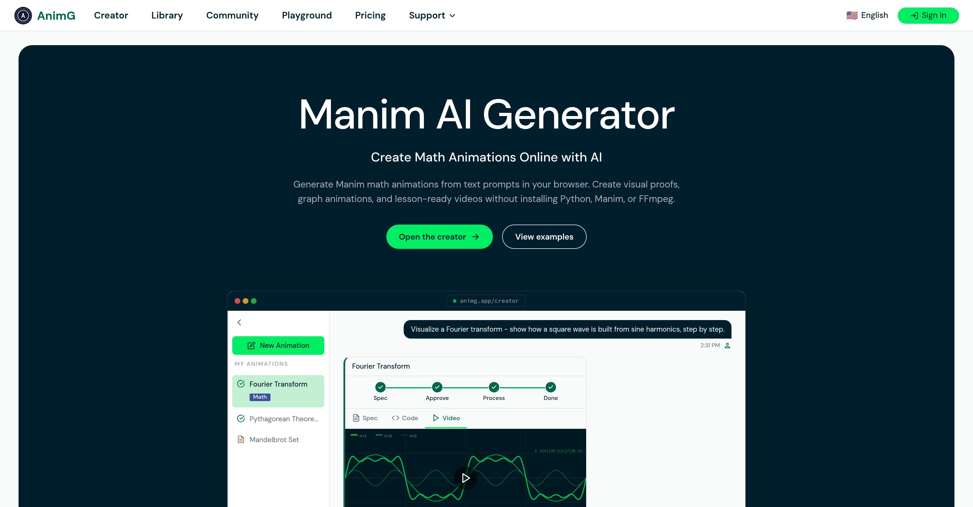 AnimG - Screenshot showing the interface and features of this AI tool