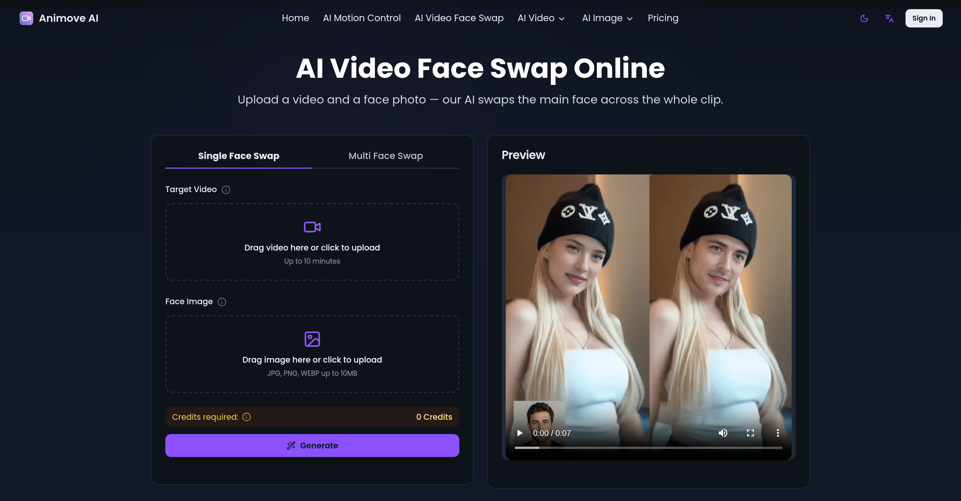 Animove AI - Screenshot showing the interface and features of this AI tool