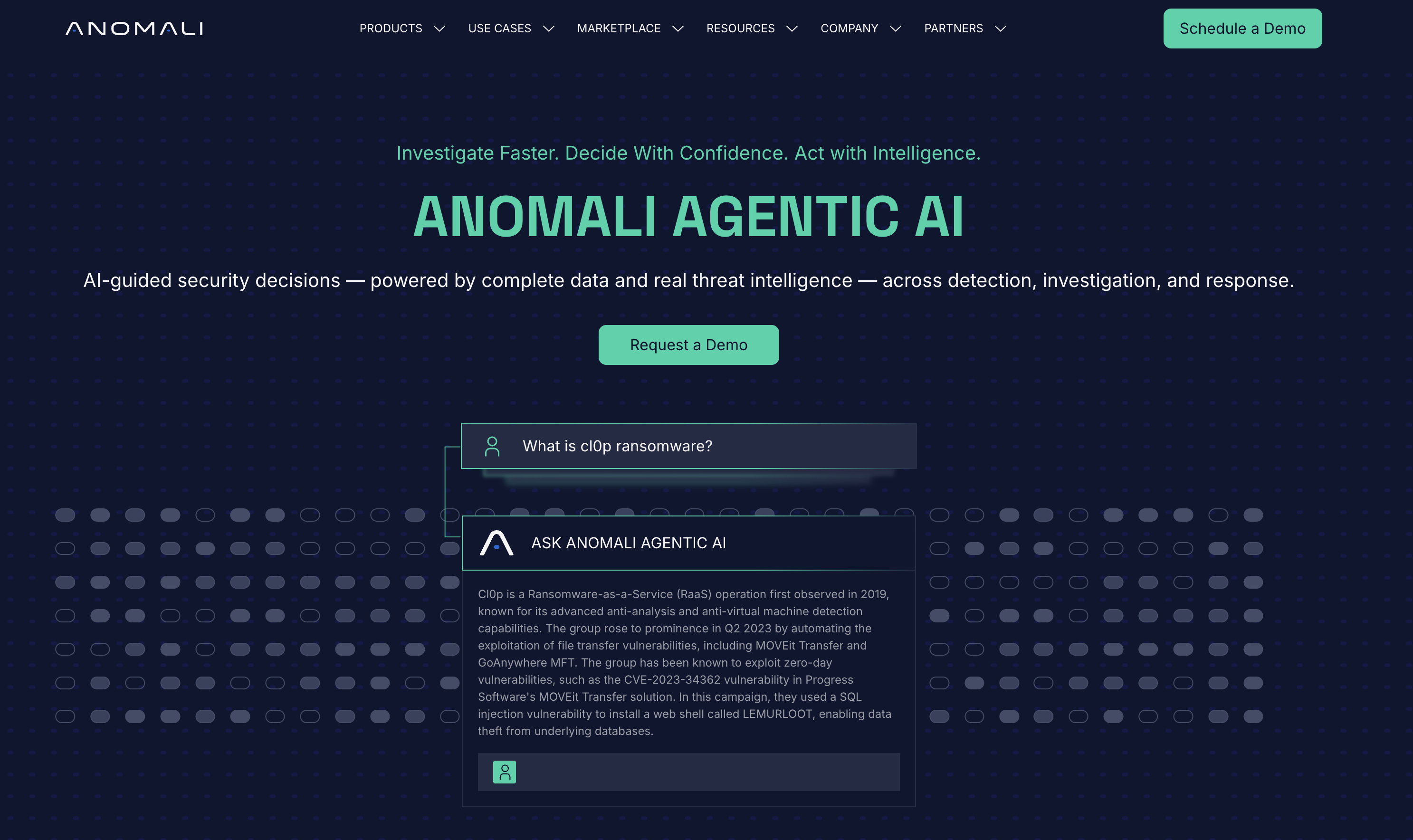 Anomali Agentic AI - Screenshot showing the interface and features of this AI tool