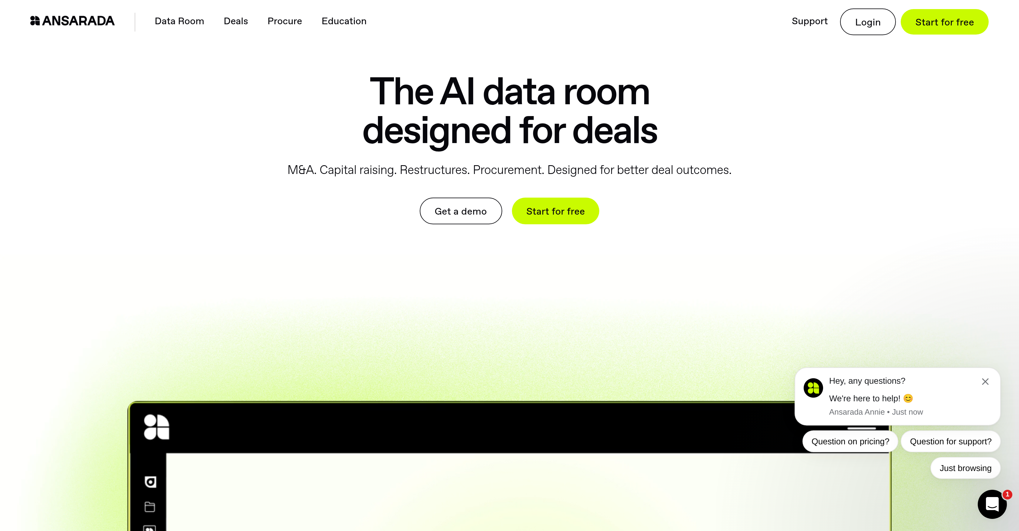 Ansarada - Screenshot showing the interface and features of this AI tool