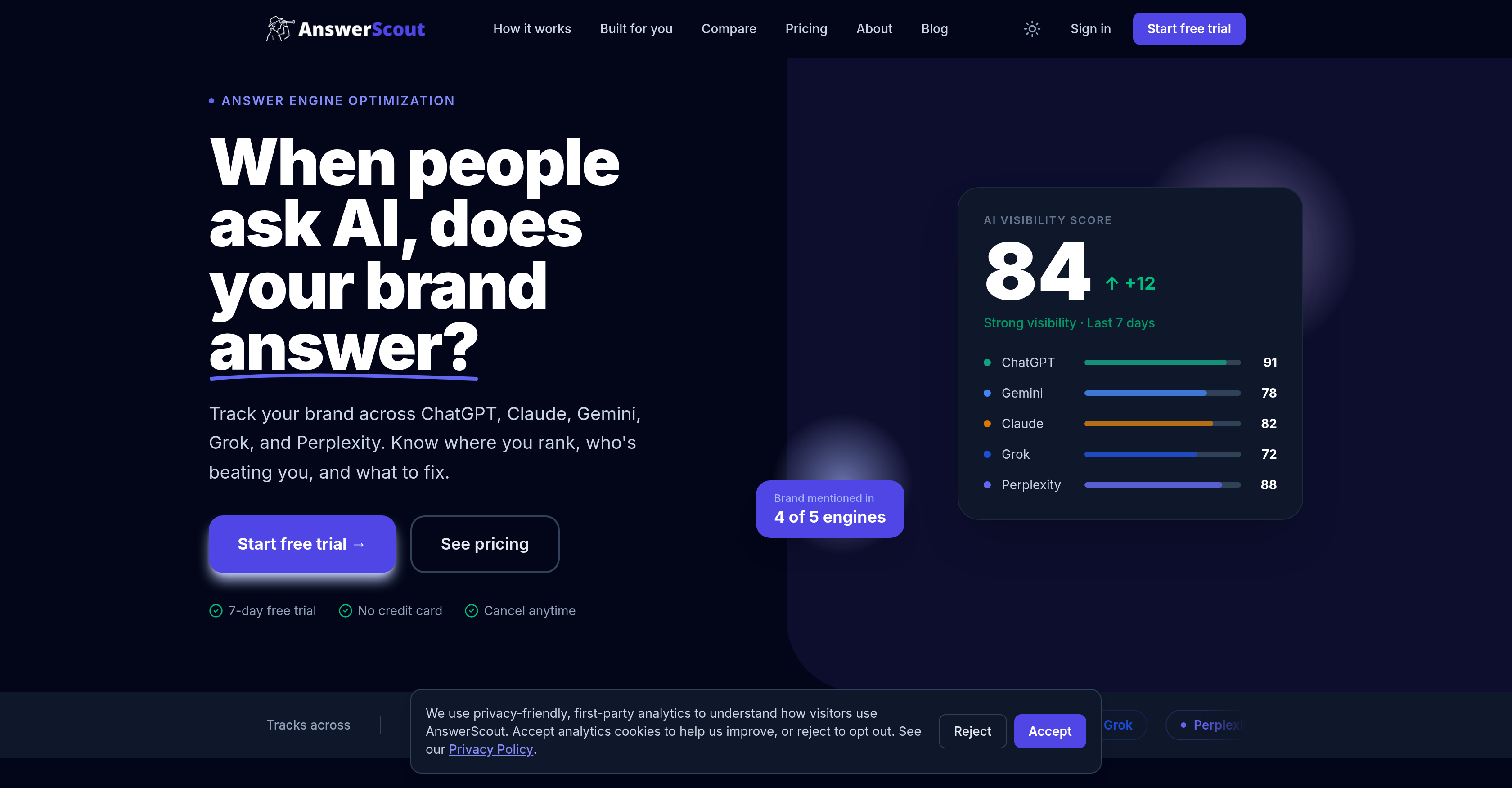 AnswerScout - Screenshot showing the interface and features of this AI tool