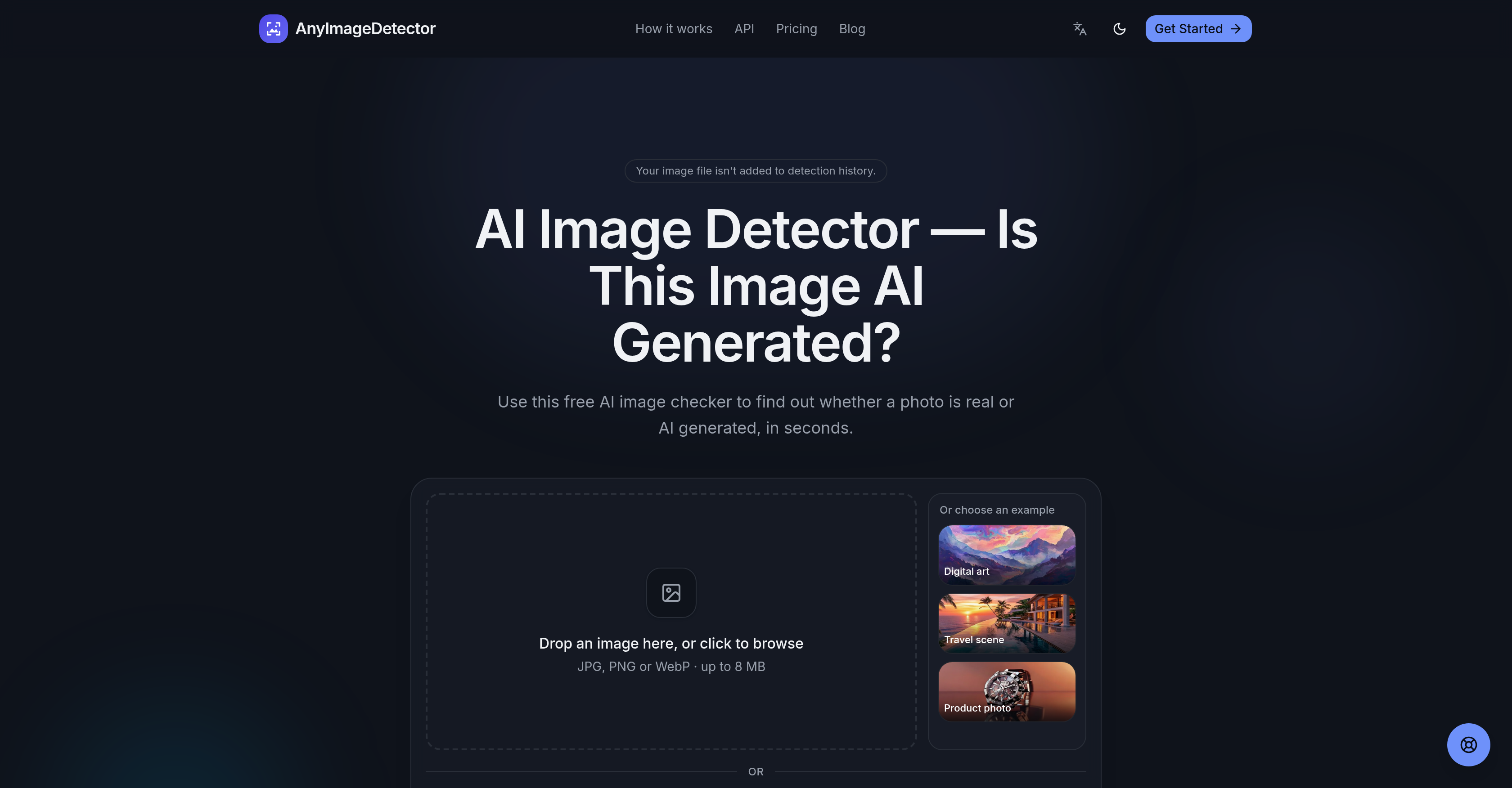 AnyImageDetector - Screenshot showing the interface and features of this AI tool