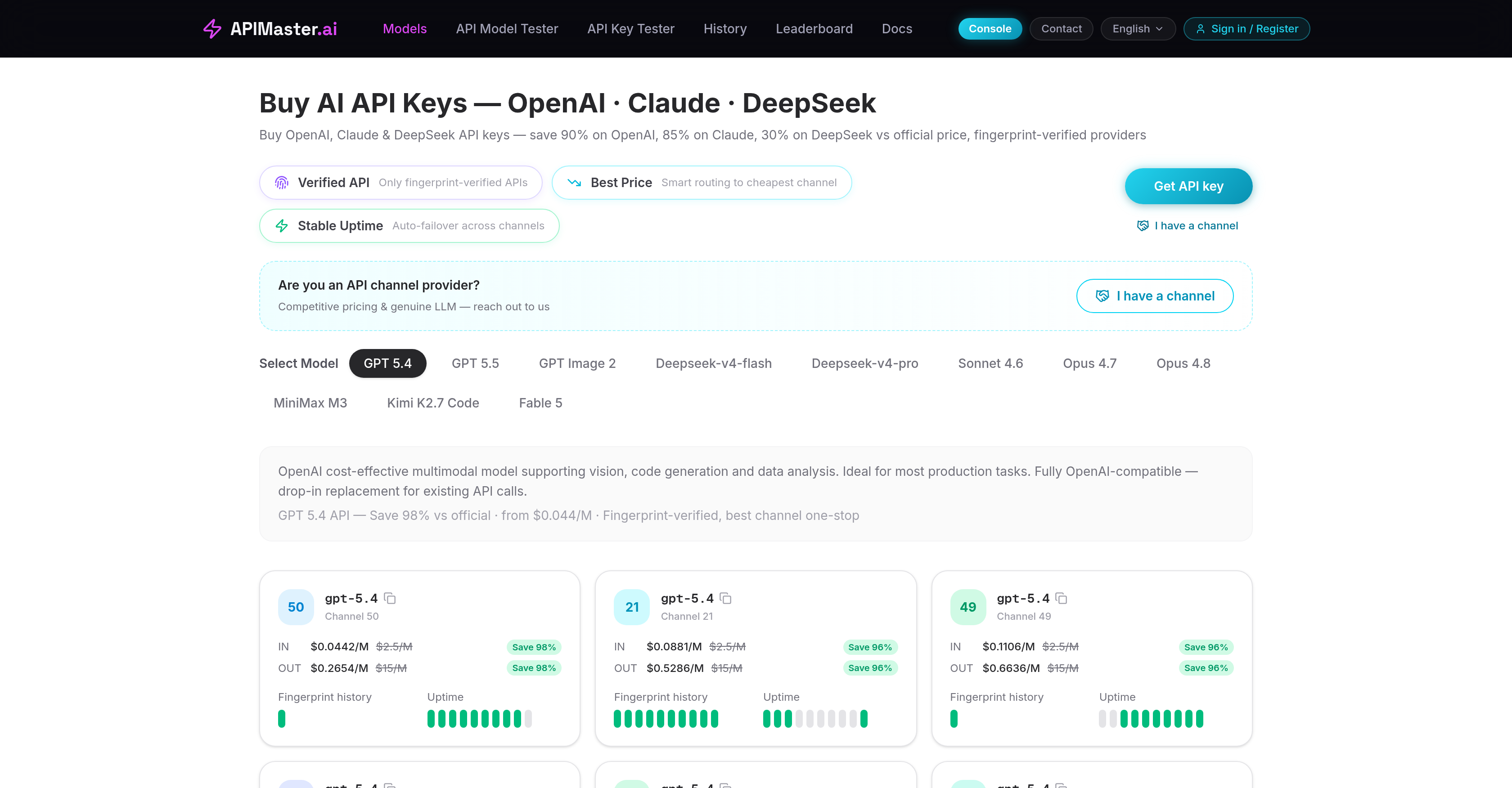 APIMaster - Screenshot showing the interface and features of this AI tool