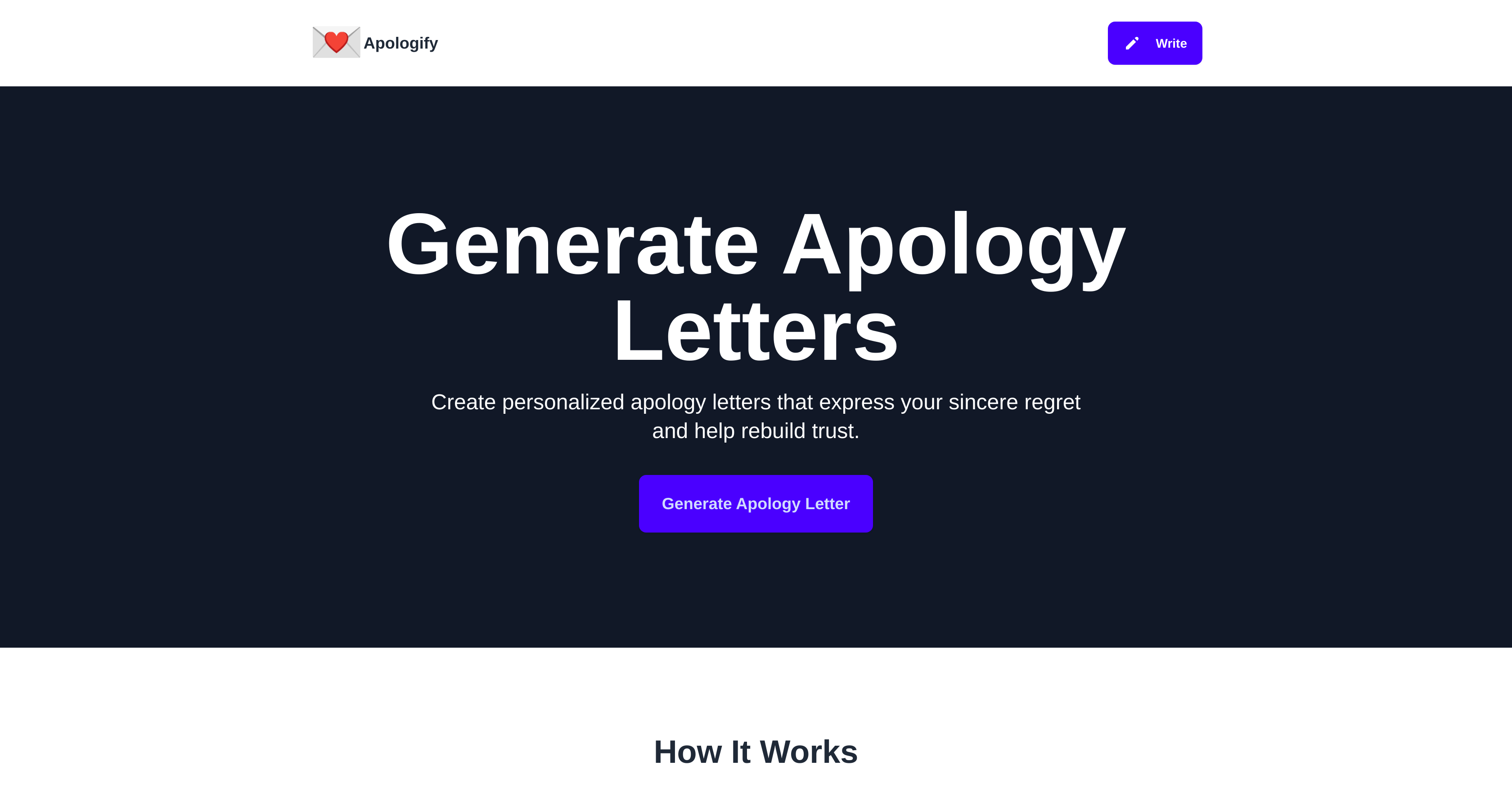 Apologify - Screenshot showing the interface and features of this AI tool