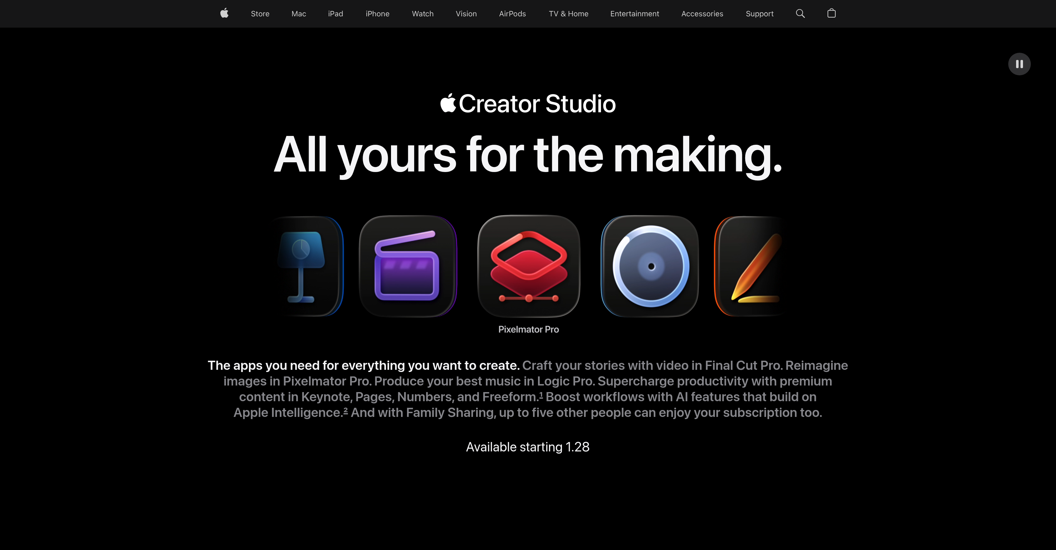 Apple Creator Studio - Screenshot showing the interface and features of this AI tool