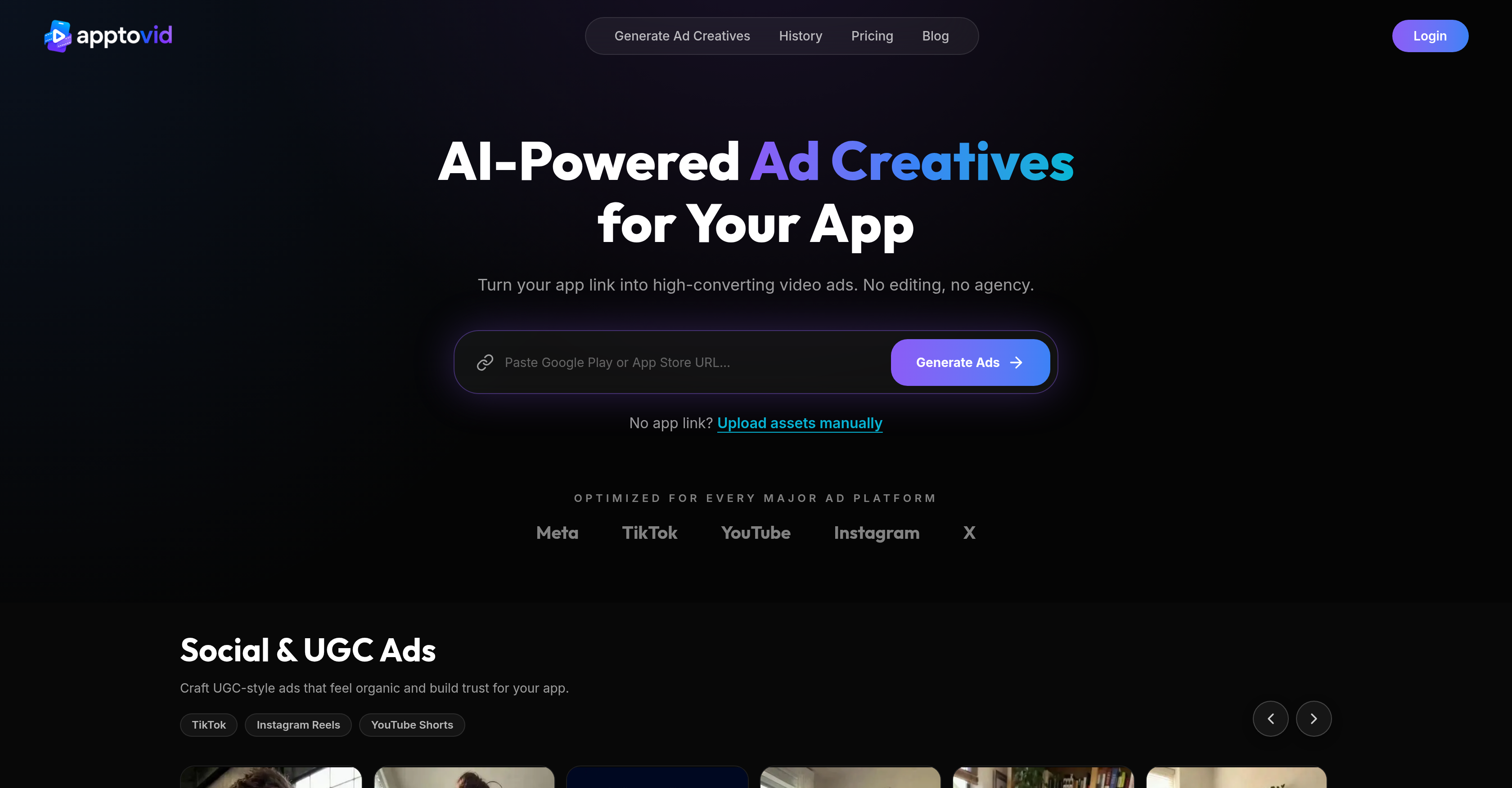 apptovid - Screenshot showing the interface and features of this AI tool