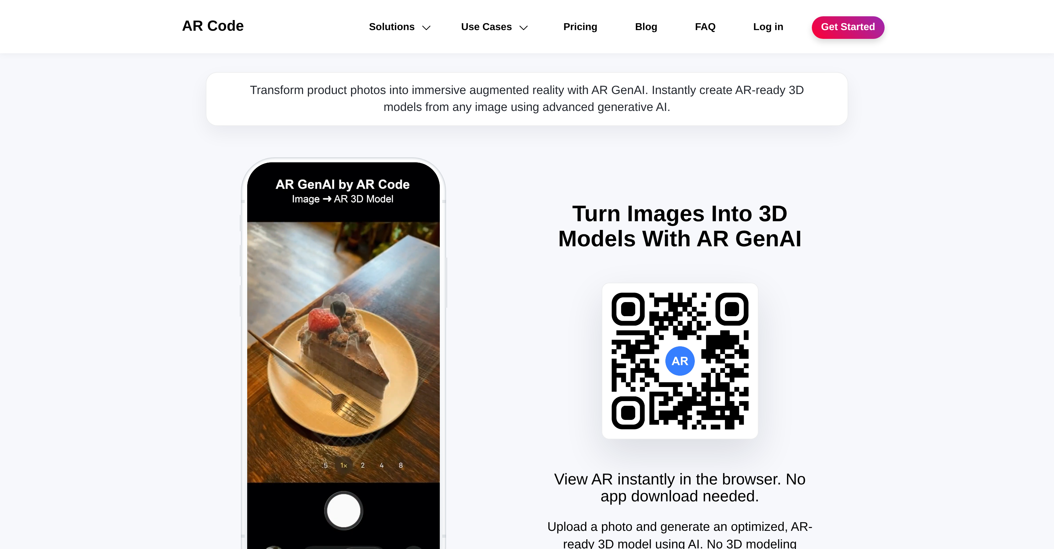 AR GenAI - Screenshot showing the interface and features of this AI tool
