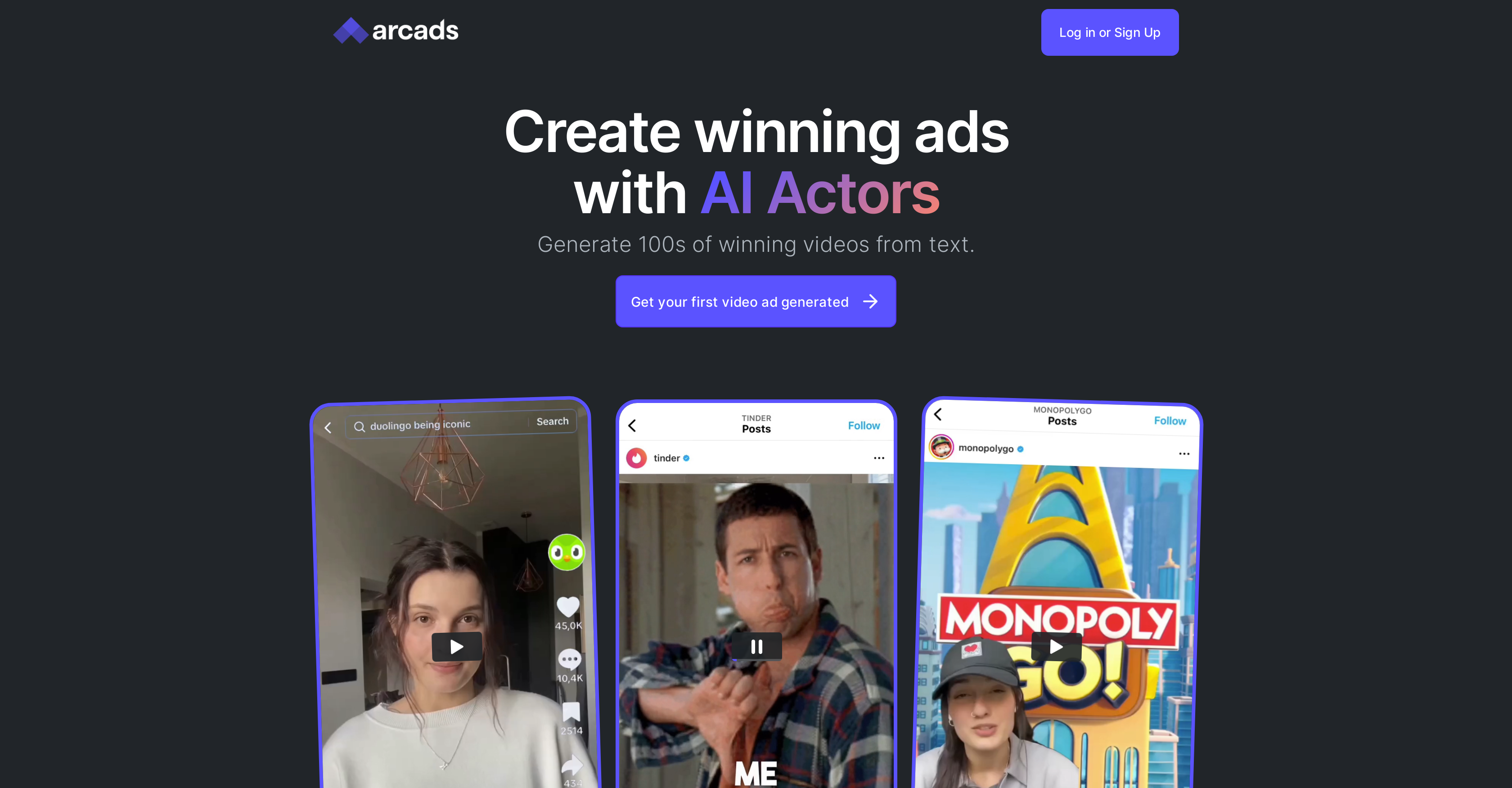 Arcads - Screenshot showing the interface and features of this AI tool