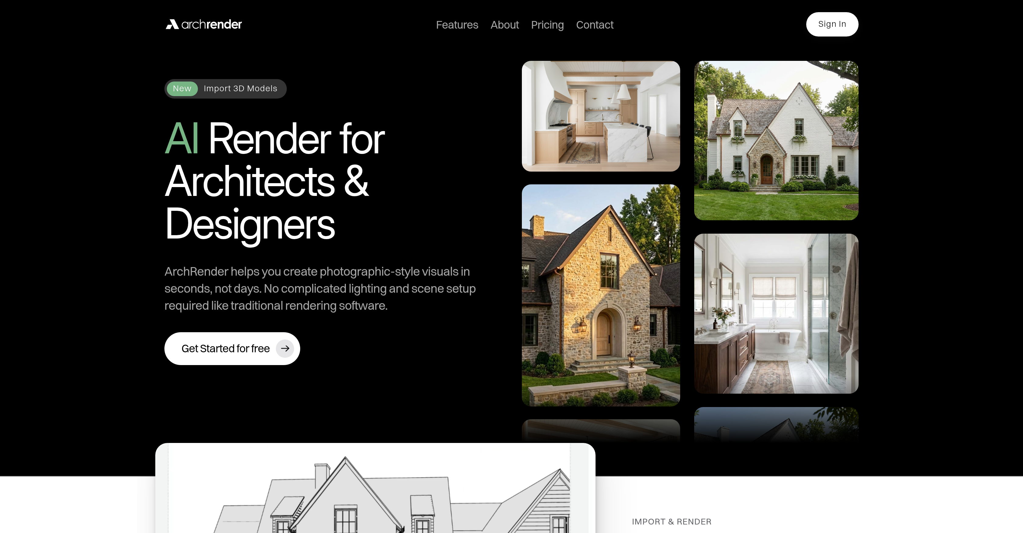 ArchRender - Screenshot showing the interface and features of this AI tool