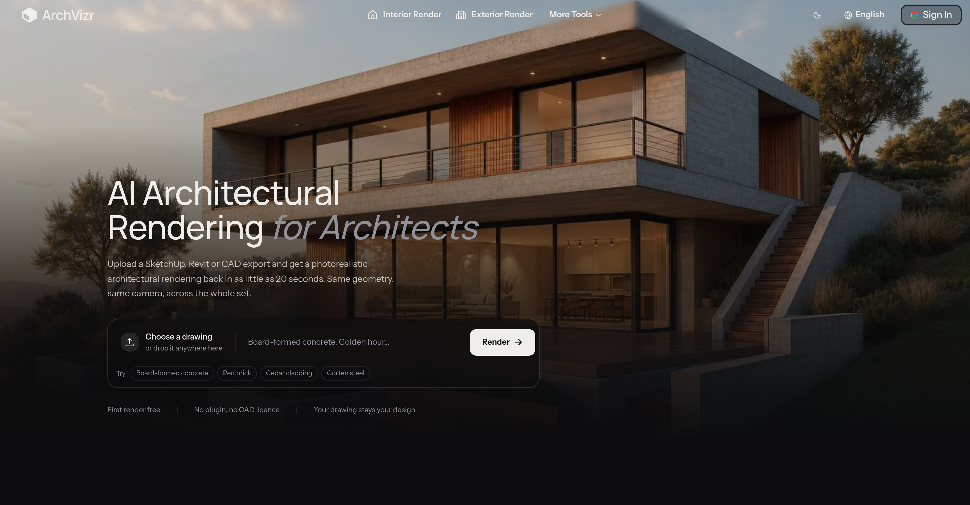 ArchVizr - Screenshot showing the interface and features of this AI tool