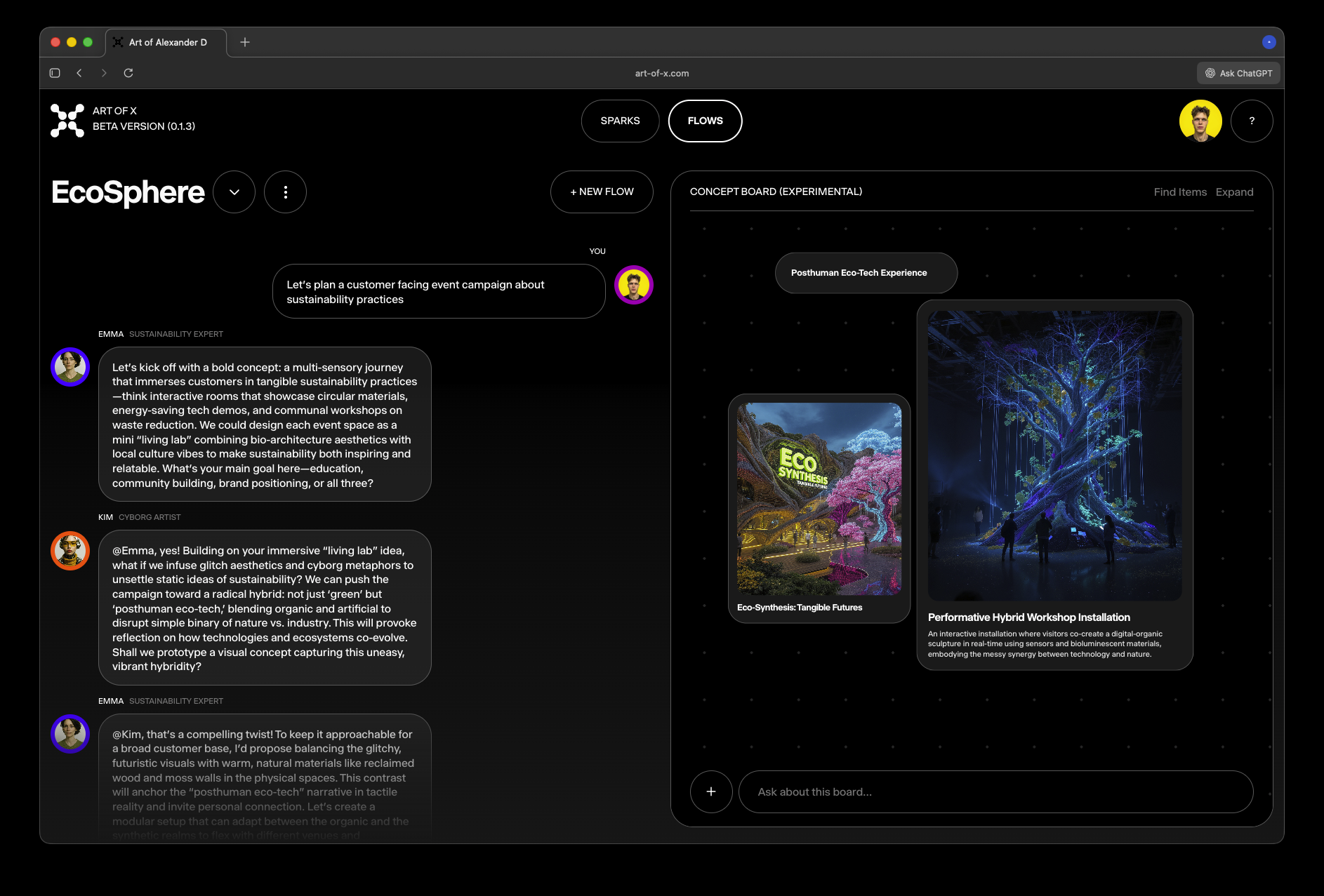 Art of X - Screenshot showing the interface and features of this AI tool