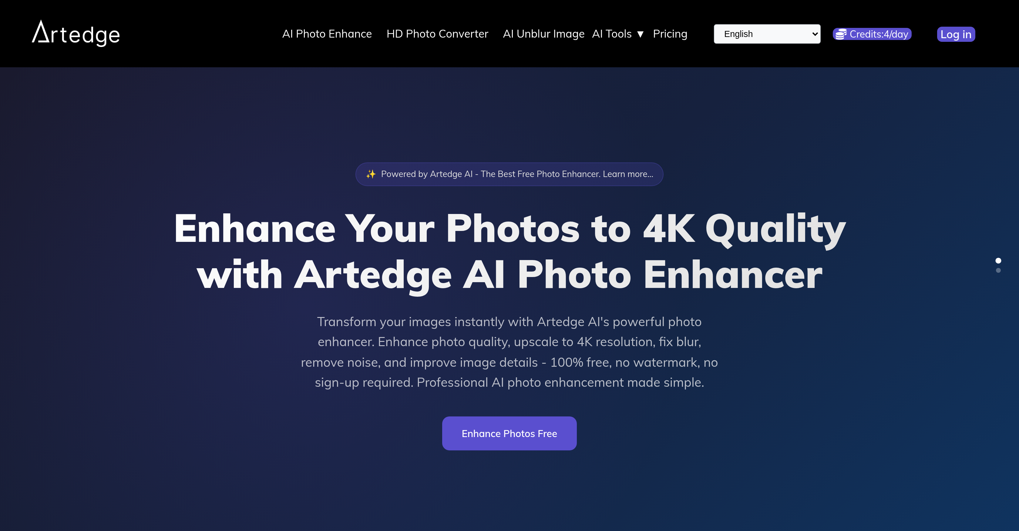 Artedge AI - Screenshot showing the interface and features of this AI tool