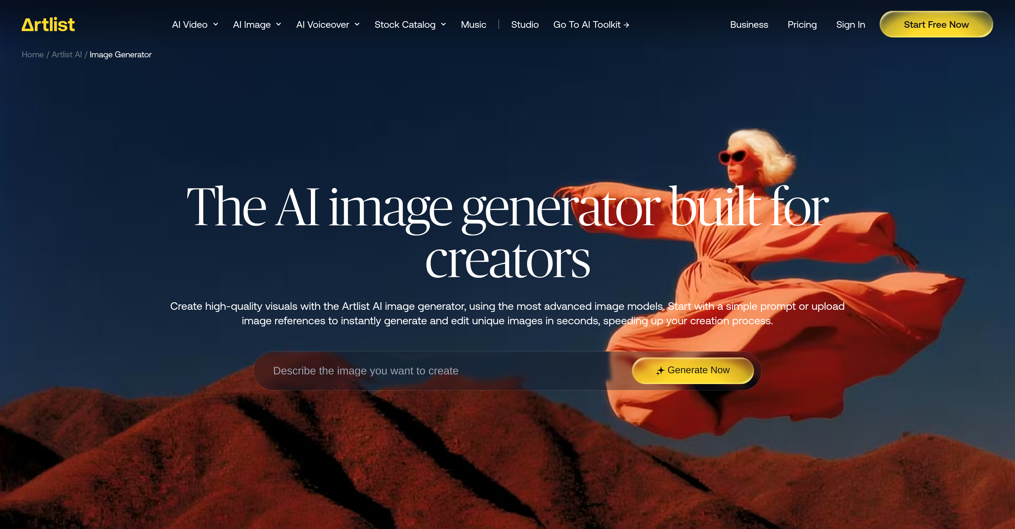 Artlist | AI Image Generator - Screenshot showing the interface and features of this AI tool