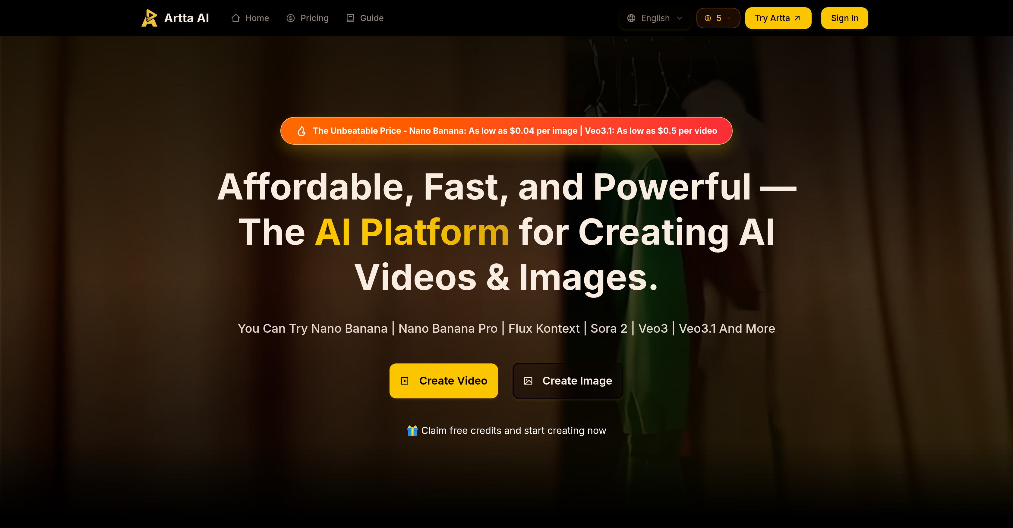 Artta AI - Screenshot showing the interface and features of this AI tool