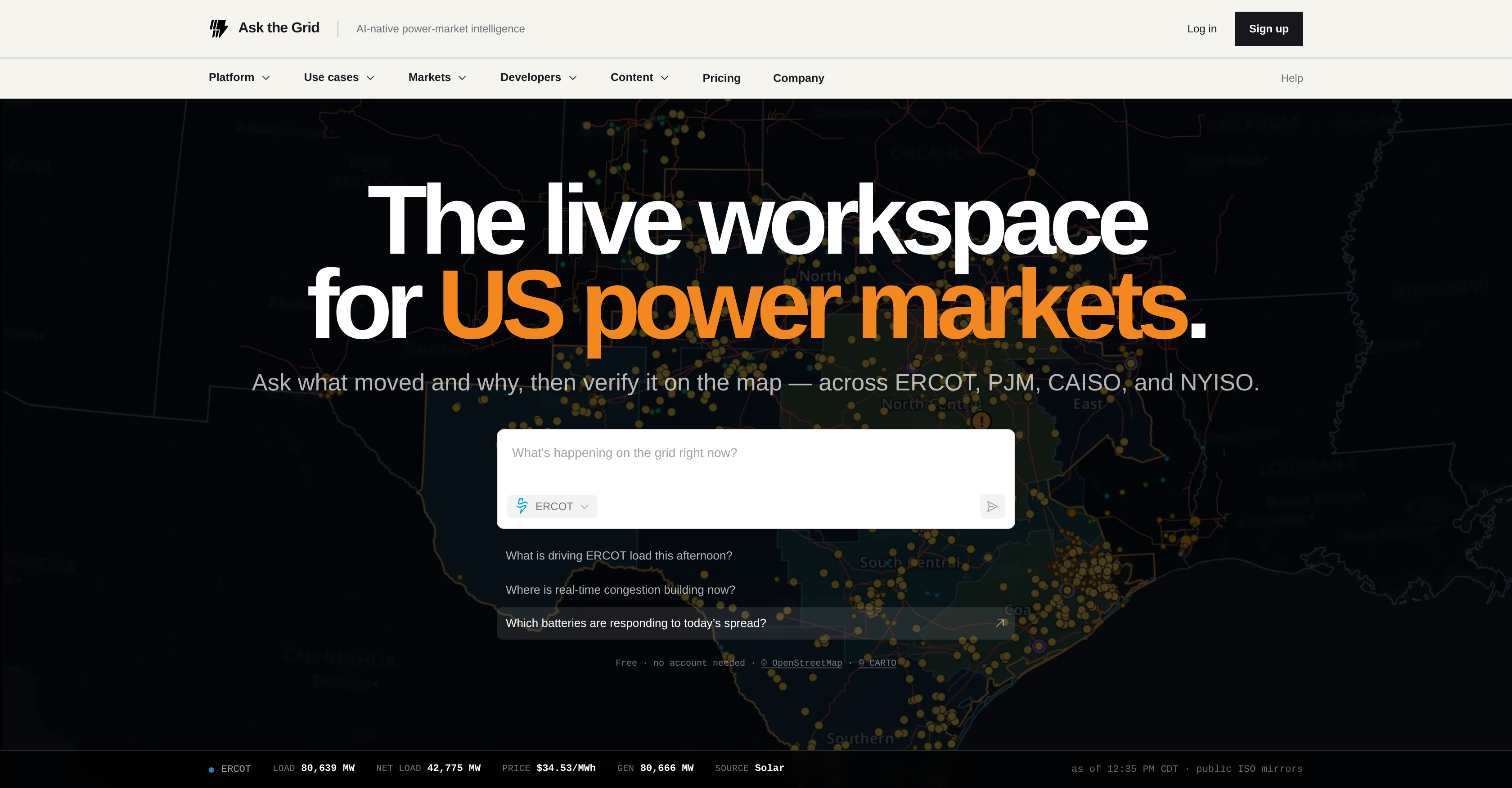 Ask the Grid - Screenshot showing the interface and features of this AI tool