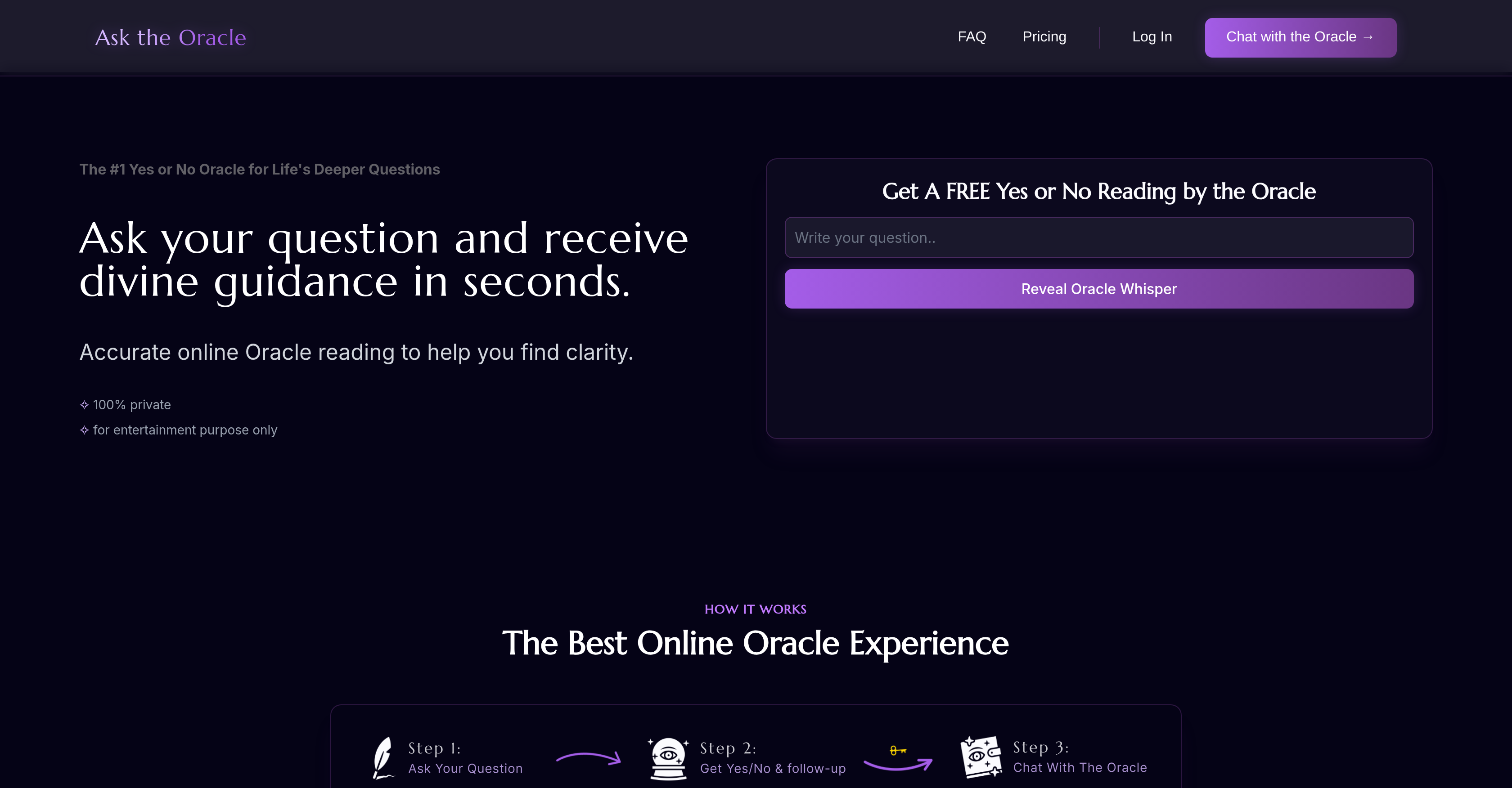 Ask The Oracle - Screenshot showing the interface and features of this AI tool