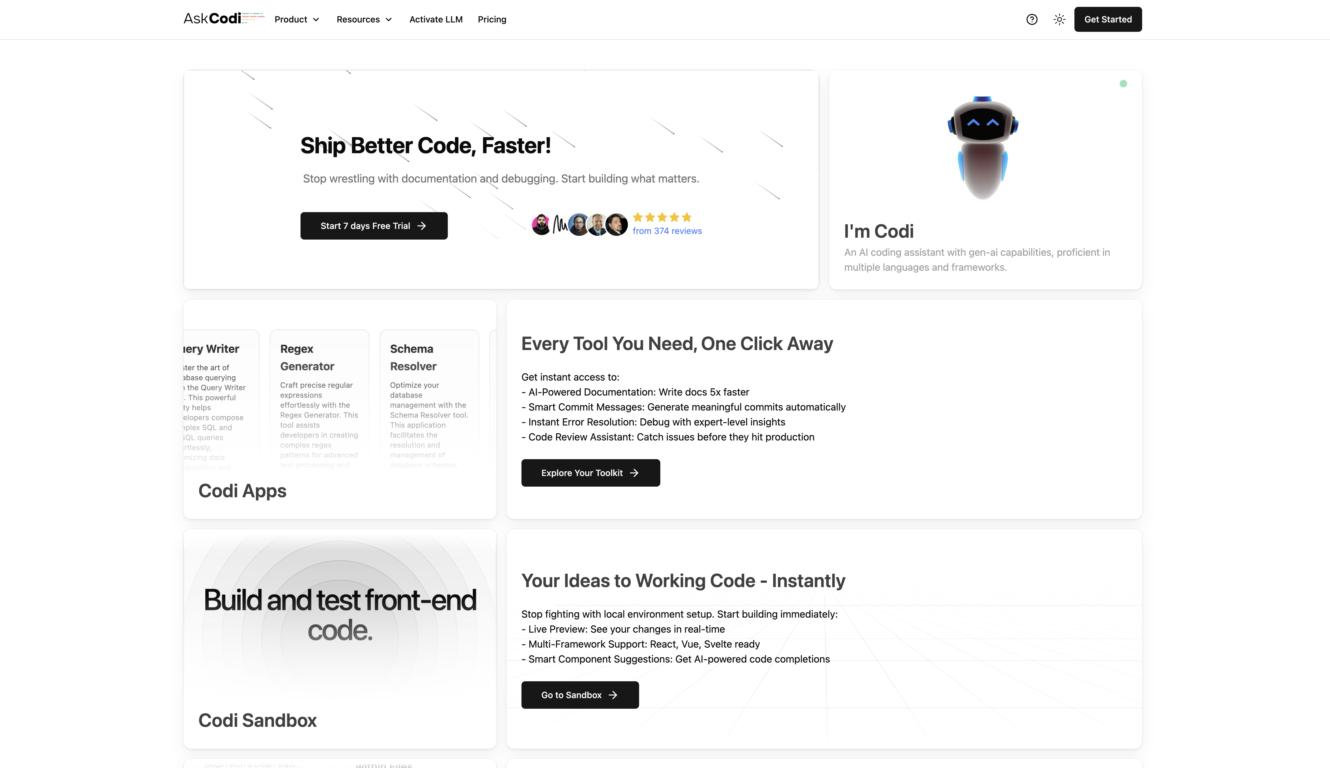 AskCodi - Screenshot showing the interface and features of this AI tool