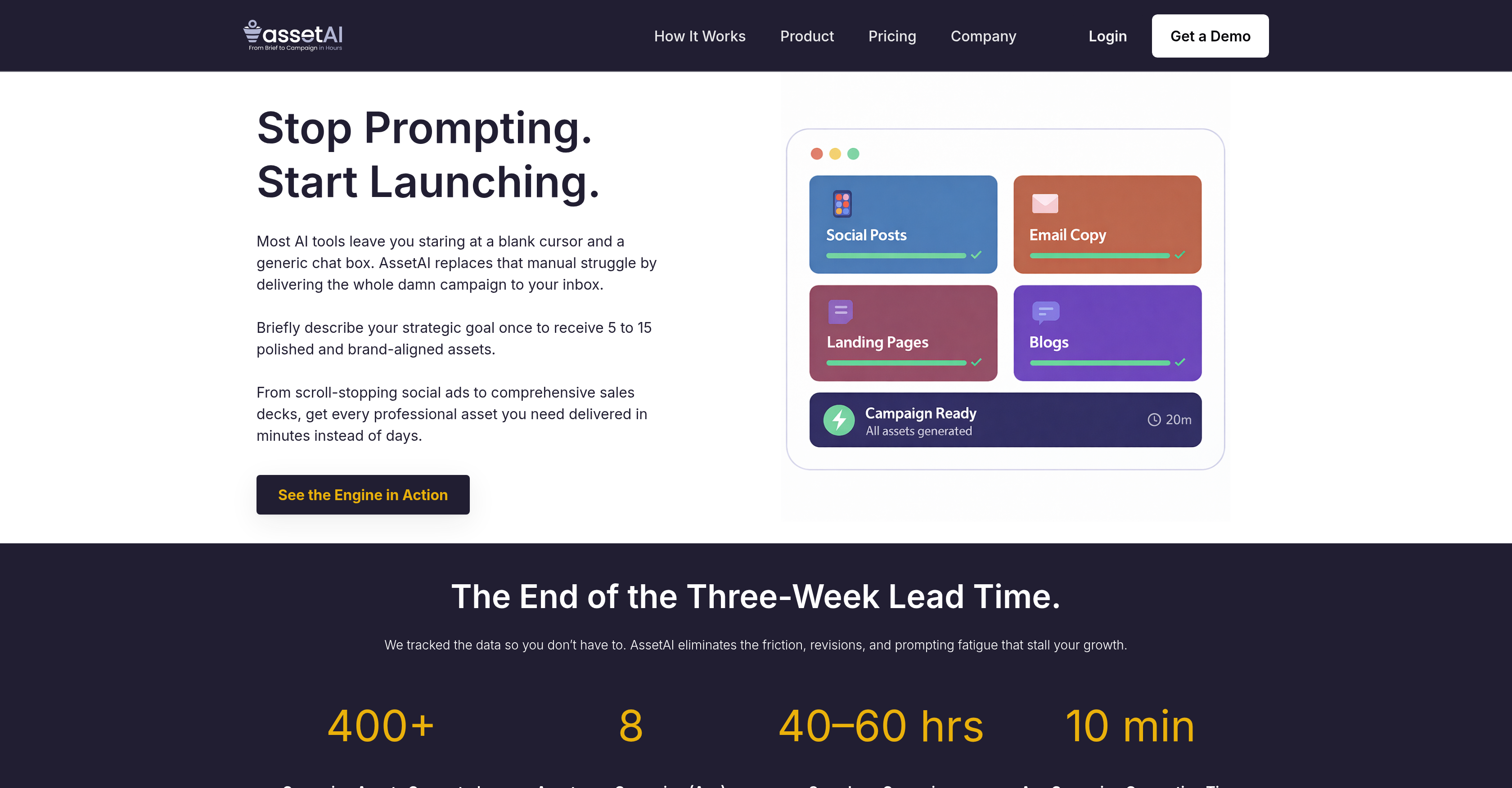 AssetAI Marketing Engine - Screenshot showing the interface and features of this AI tool