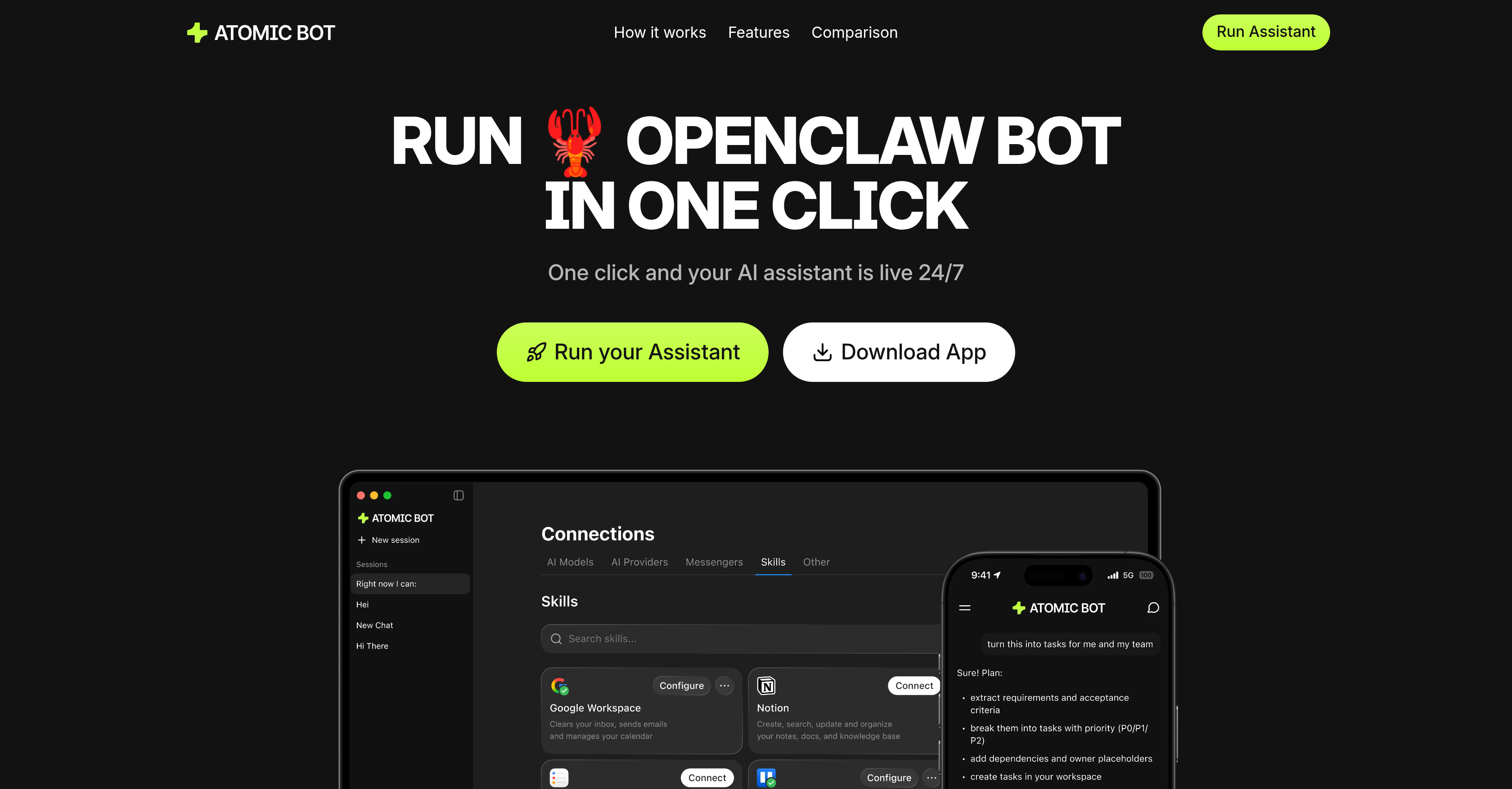 Atomic Bot - Screenshot showing the interface and features of this AI tool