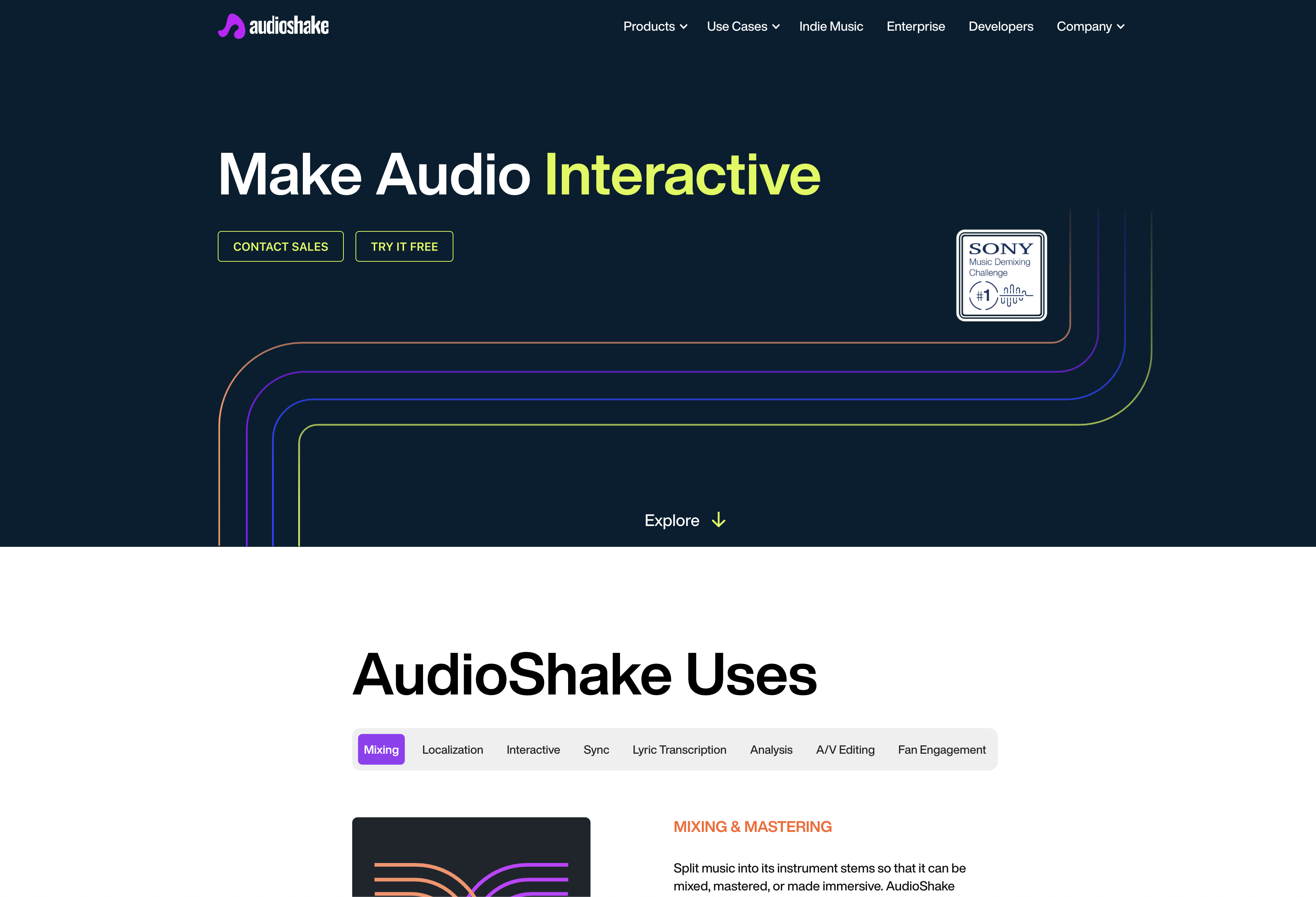 Audioshake - Screenshot showing the interface and features of this AI tool