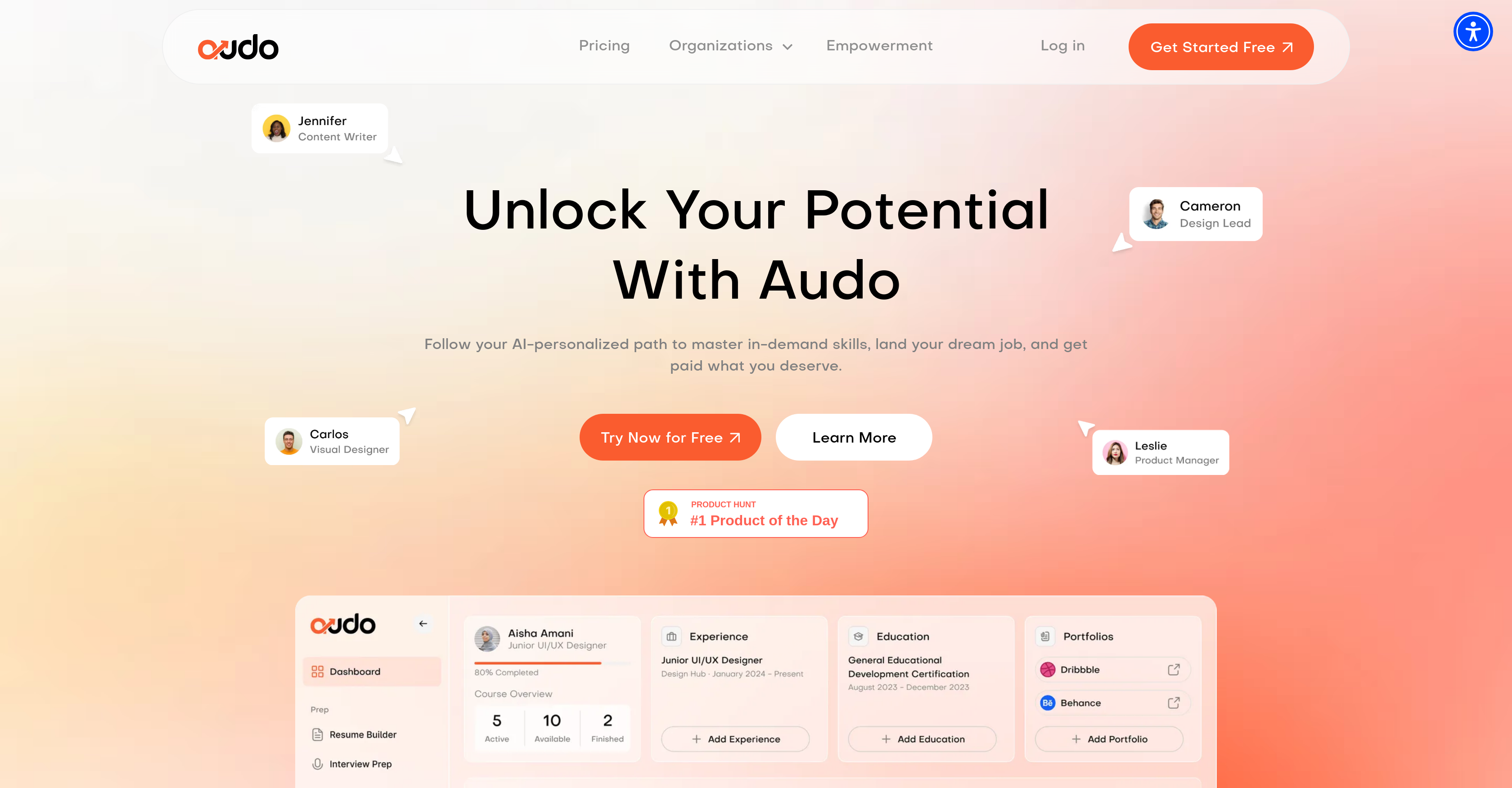 Audo - Screenshot showing the interface and features of this AI tool