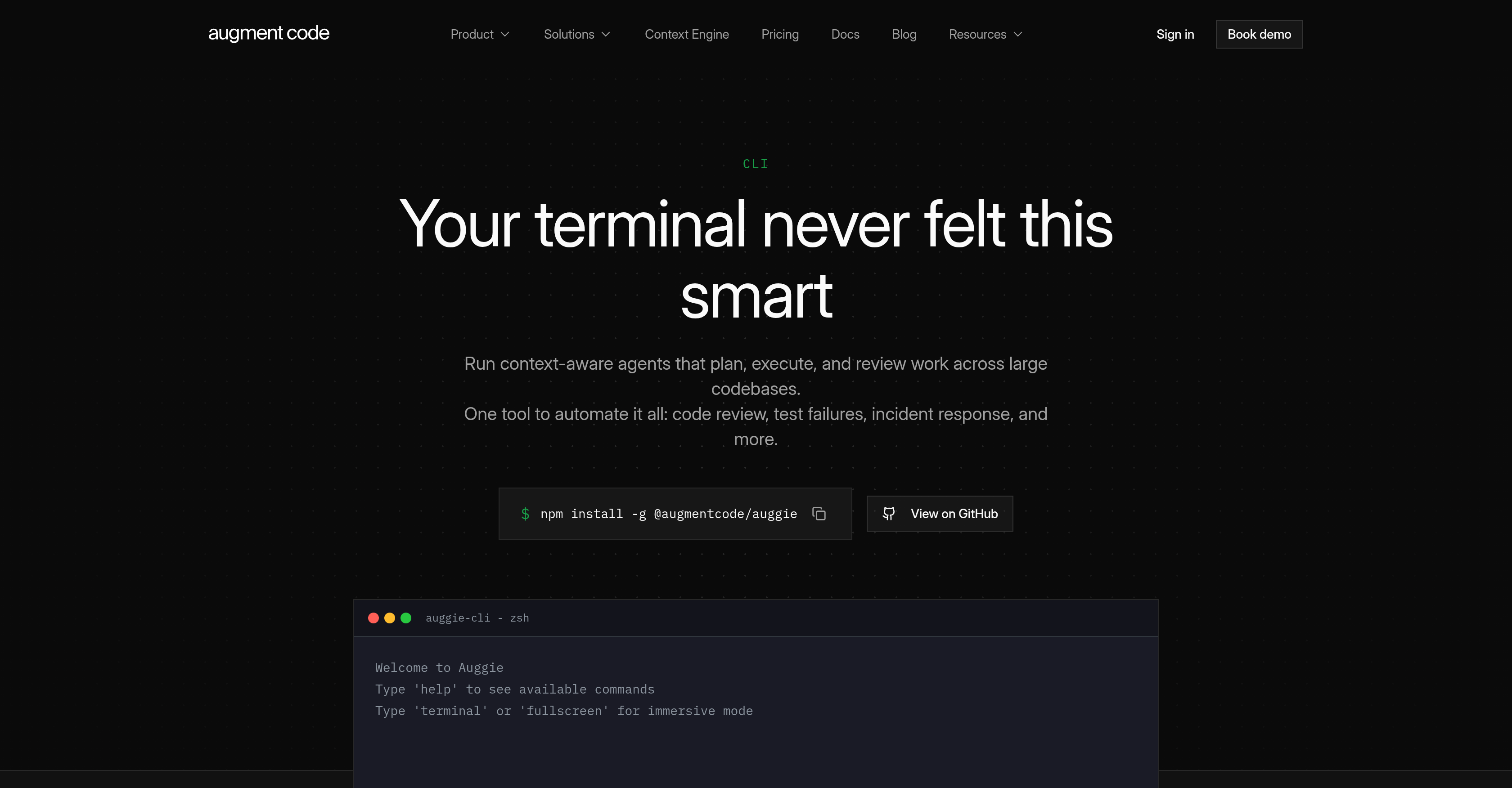 Auggie CLI - Screenshot showing the interface and features of this AI tool