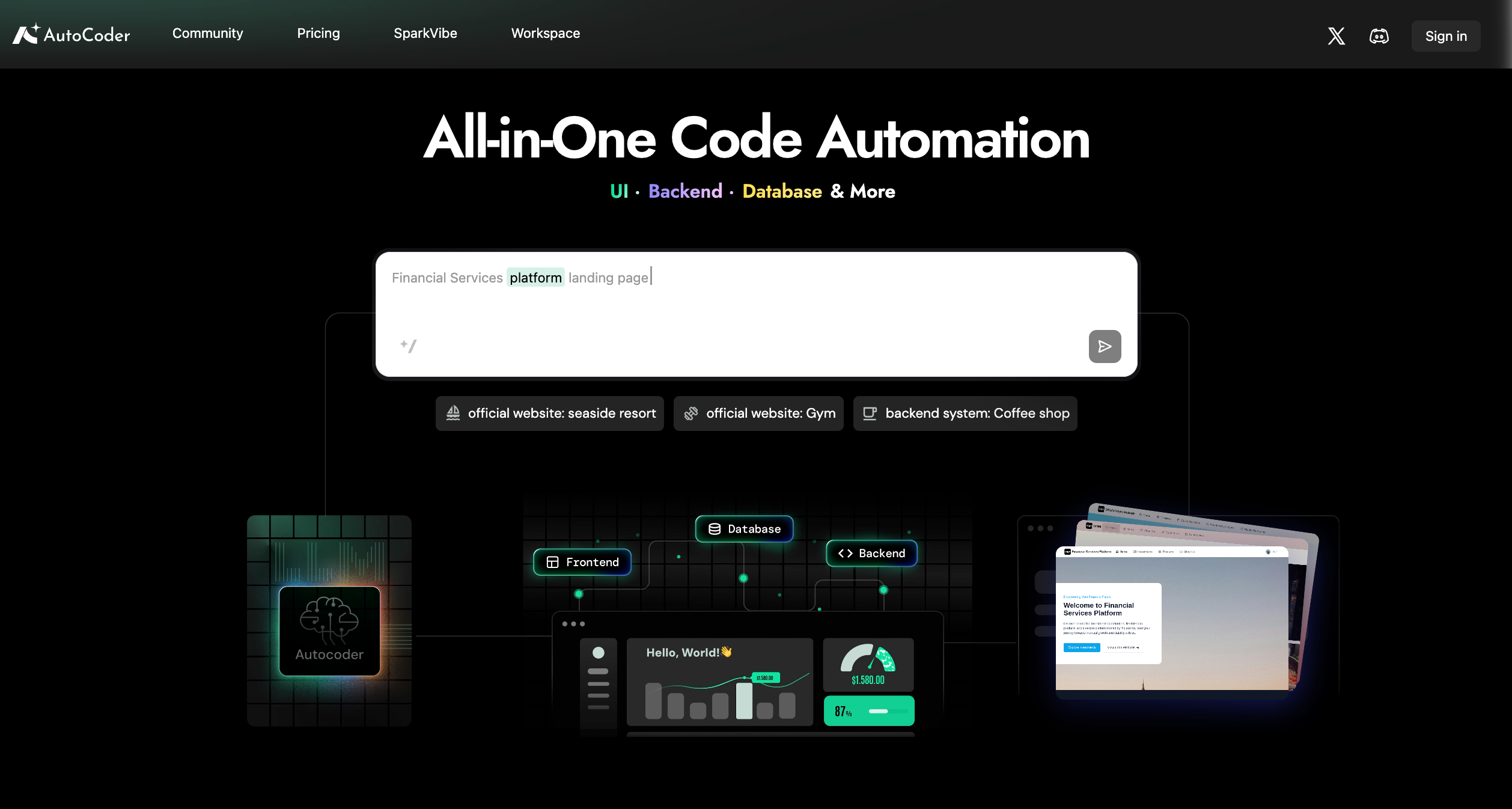 Autocoder.ccv1.1.2 - Screenshot showing the interface and features of this AI tool