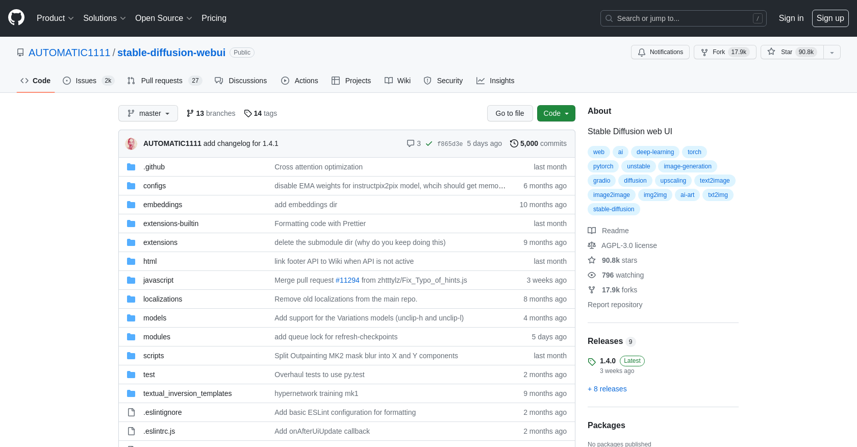 AUTOMATIC1111 - Screenshot showing the interface and features of this AI tool