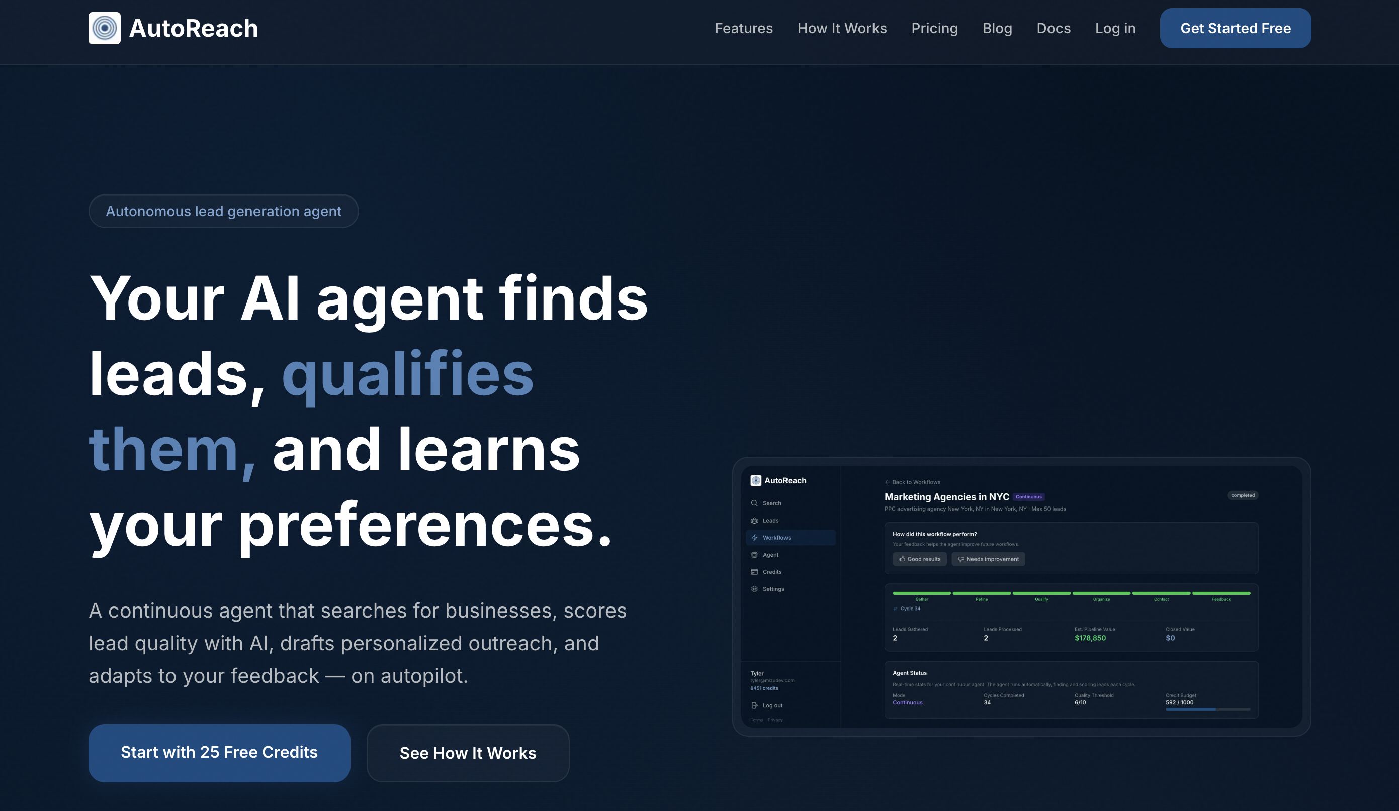 AutoReach - Screenshot showing the interface and features of this AI tool