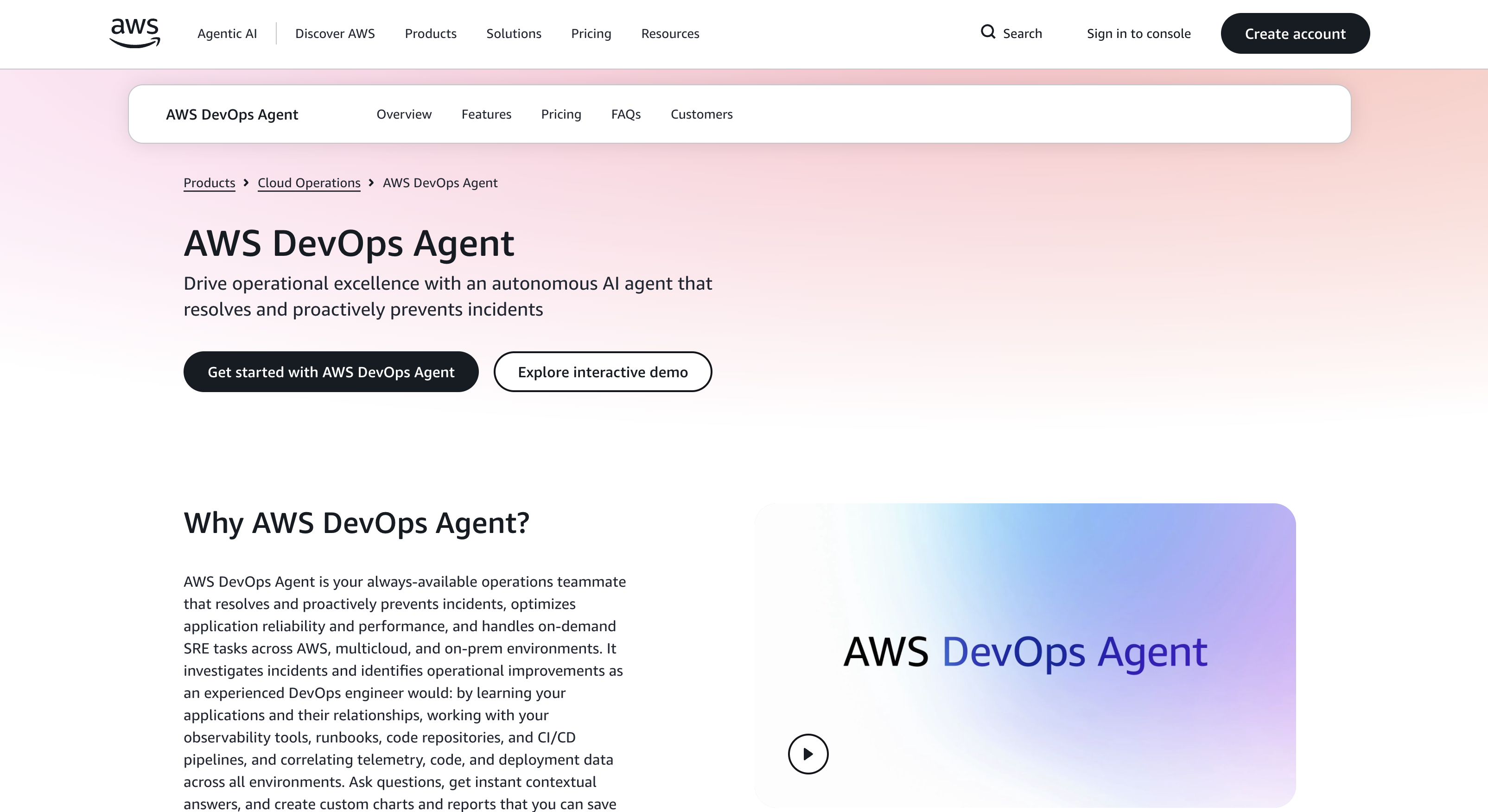 AWS DevOps Agent - Screenshot showing the interface and features of this AI tool