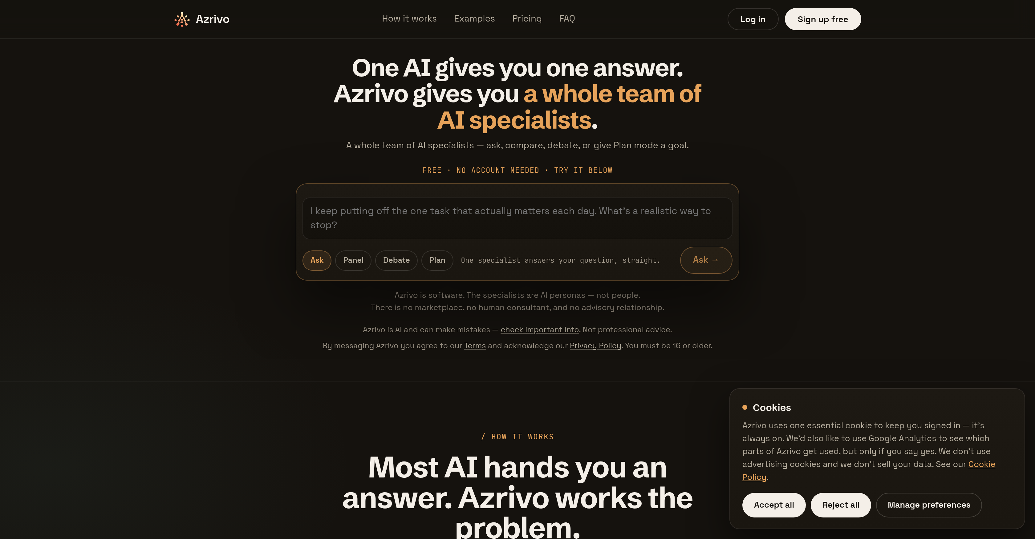 Azrivo - Screenshot showing the interface and features of this AI tool