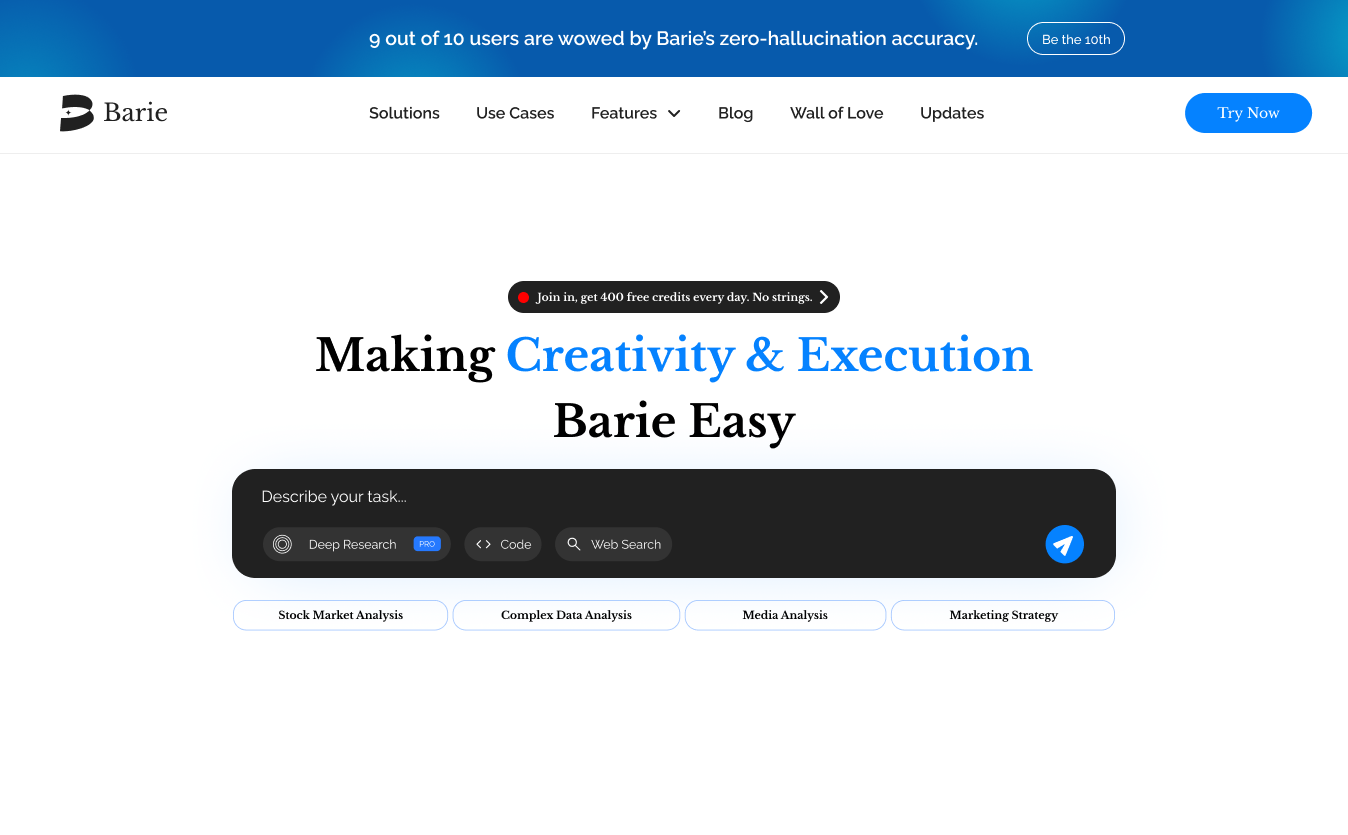 Barie AI - Screenshot showing the interface and features of this AI tool
